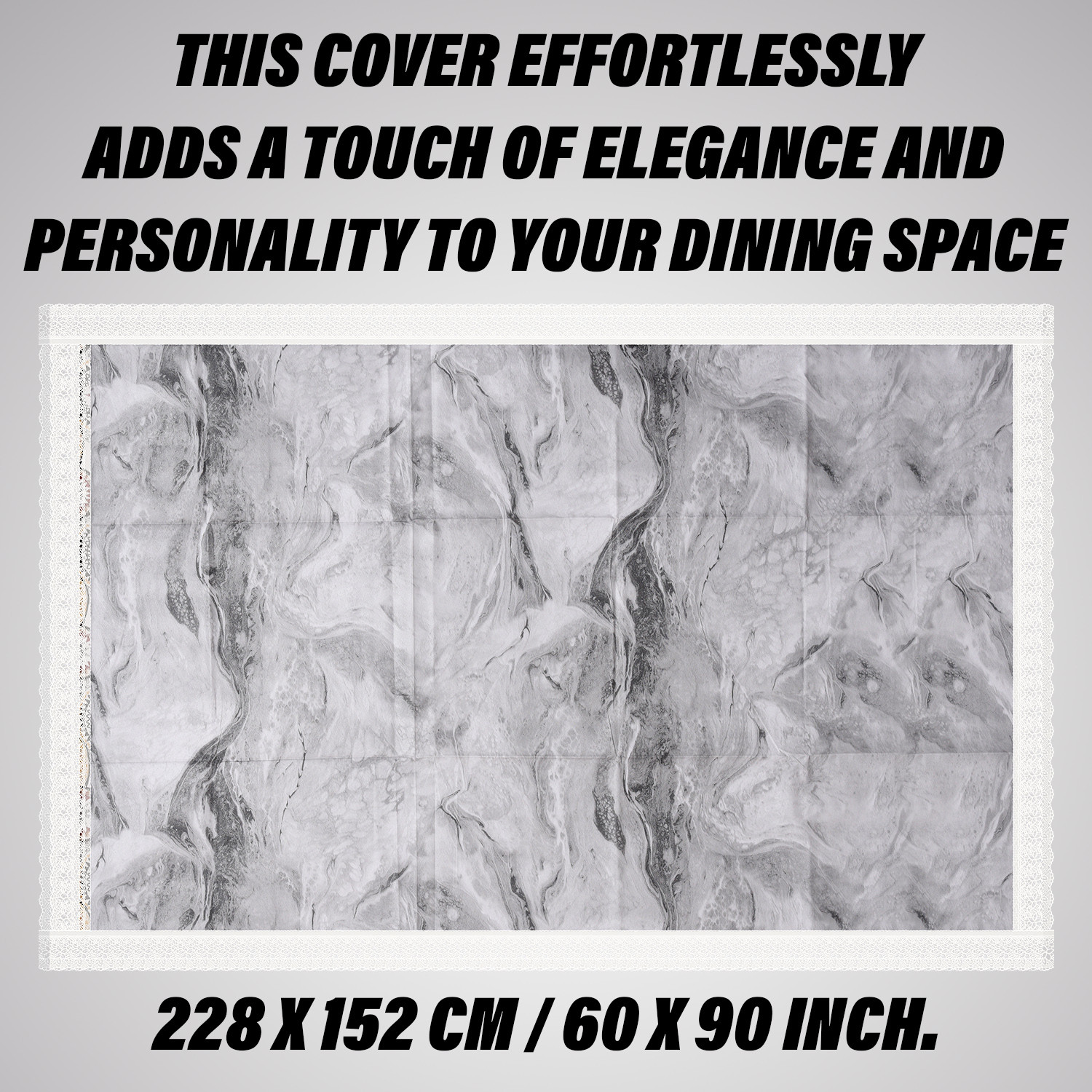 Kuber Industries Dining Table Cover | PVC Table Cloth Cover | 6 Seater Table Cloth | Marble Table Cover | Table Protector | Table Cover for Dining Table | 60x90 Inch | DTC | Gray