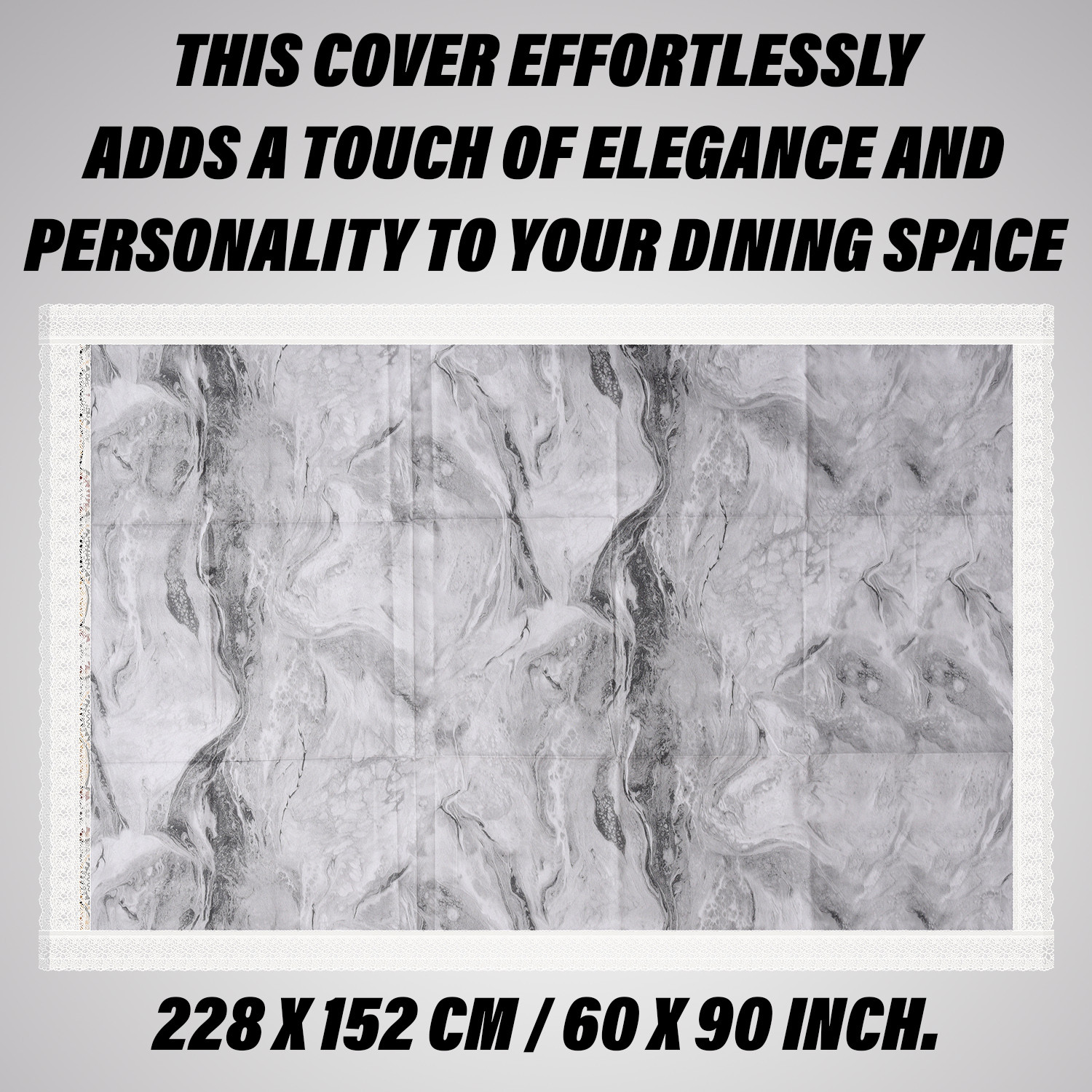 Kuber Industries Dining Table Cover | PVC Table Cloth Cover | 6 Seater Table Cloth | Marble Table Cover | Table Protector | Table Cover for Dining Table | 60x90 Inch | DTC | Gray