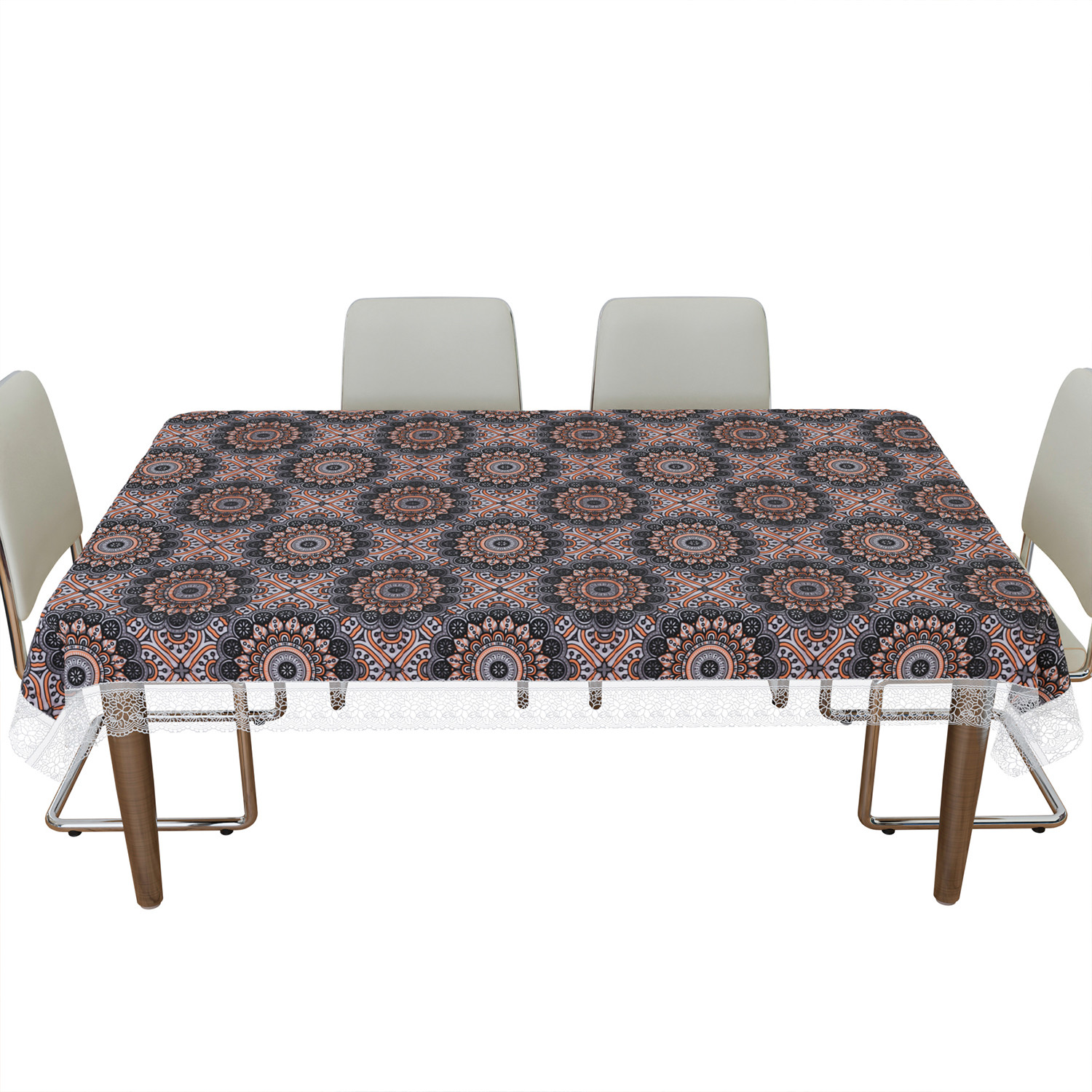 Kuber Industries Dining Table Cover  PVC Table Cloth Cover  6 Seater Table Cloth  Rangoli Table Cover  Table Protector  Table Cover for Dining Table  60x90 Inch  DTC  Black