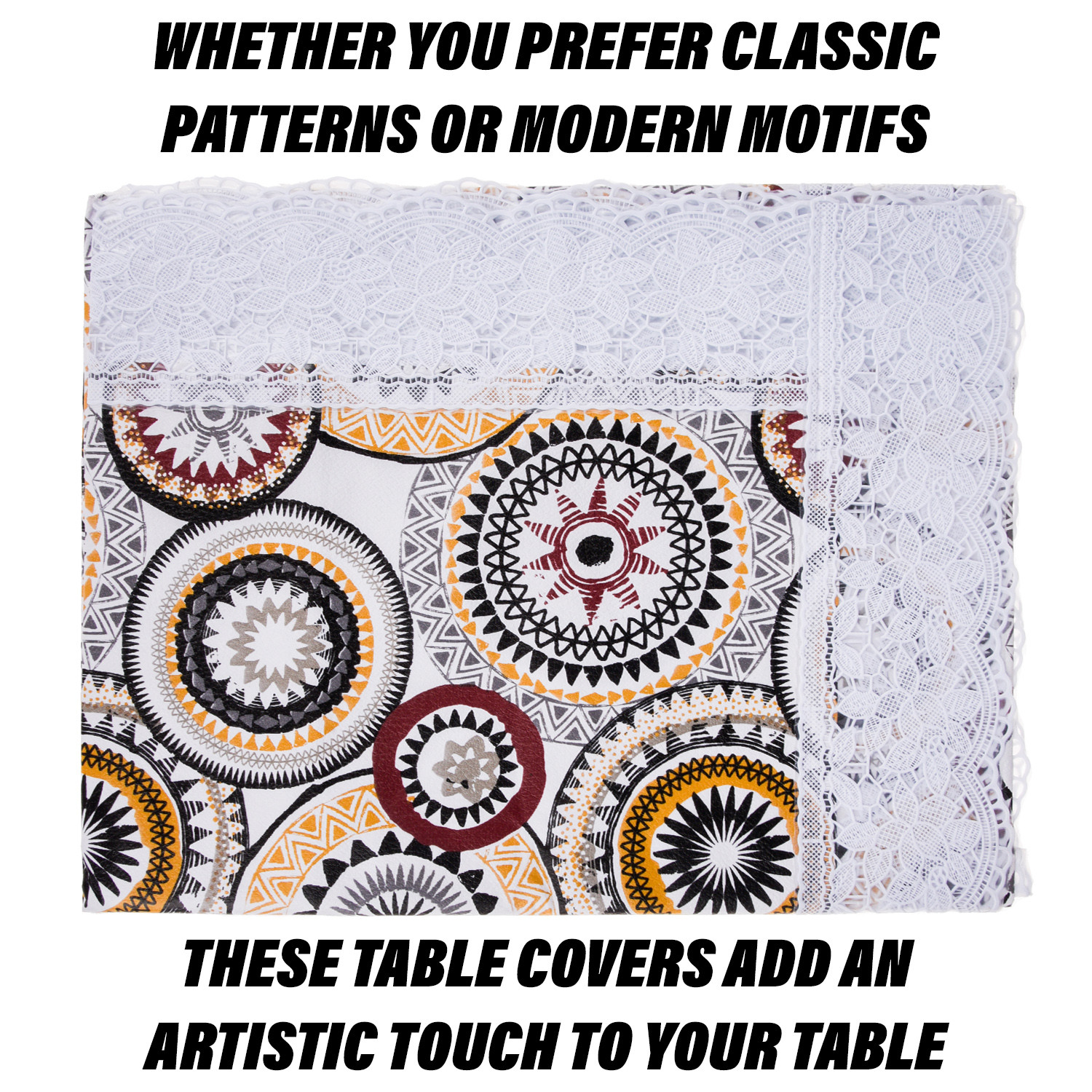 Kuber Industries Dining Table Cover | PVC Table Cloth Cover | 6 Seater Table Cloth | Rangoli Table Cover | Table Protector | Table Cover for Dining Table | 60x90 Inch | DTC | White