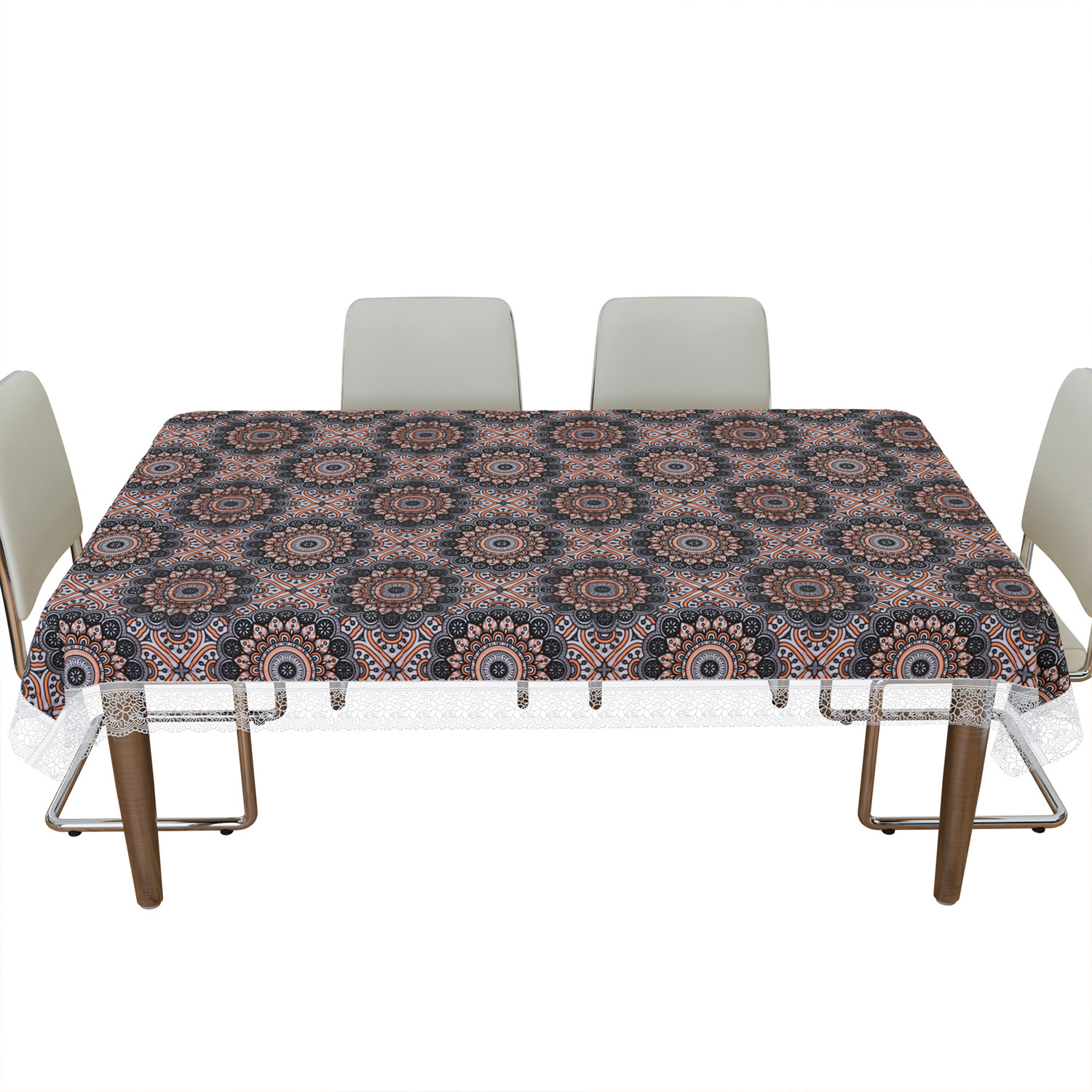 Kuber Industries Dining Table Cover | PVC Table Cloth Cover | 6 Seater Table Cloth | Rangoli Table Cover | Table Protector | Table Cover for Dining Table | 60x90 Inch | DTC | Black