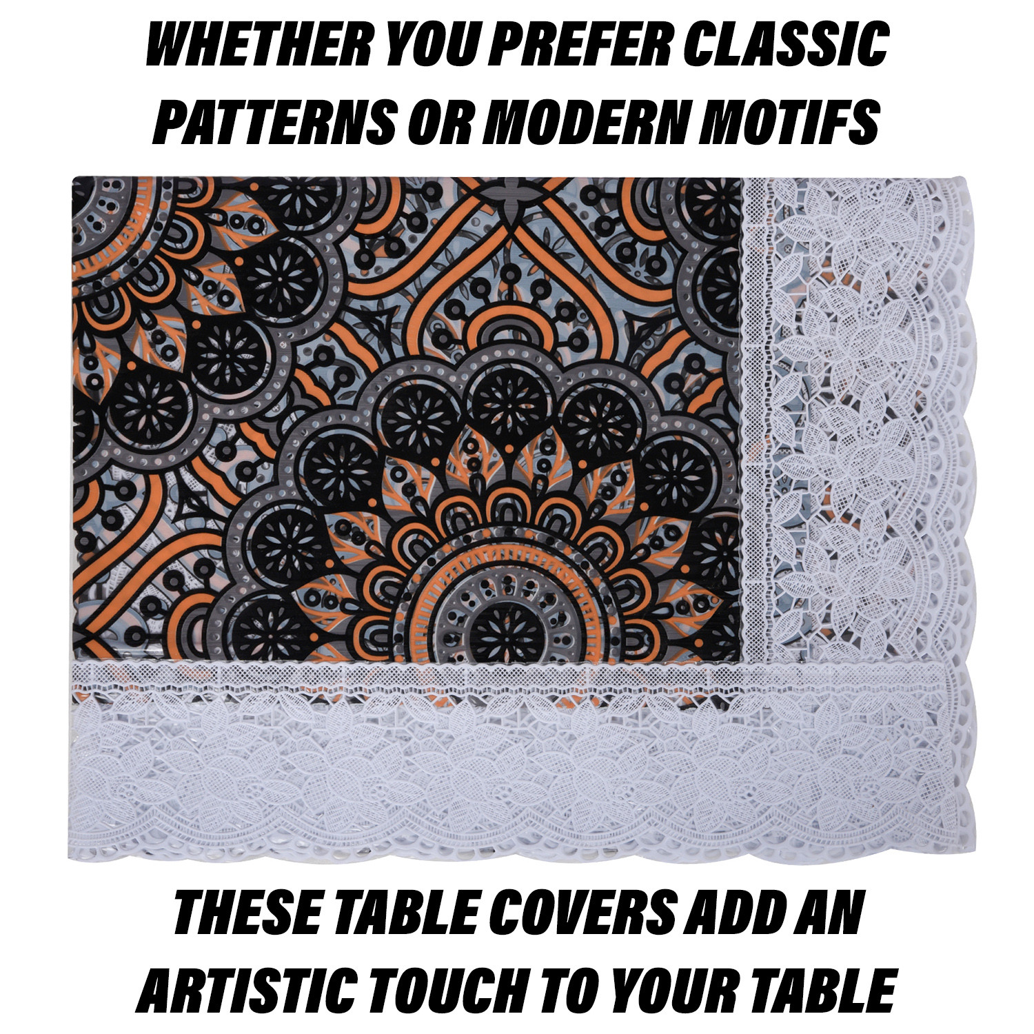 Kuber Industries Dining Table Cover | PVC Table Cloth Cover | 6 Seater Table Cloth | Rangoli Table Cover | Table Protector | Table Cover for Dining Table | 60x90 Inch | DTC | Black