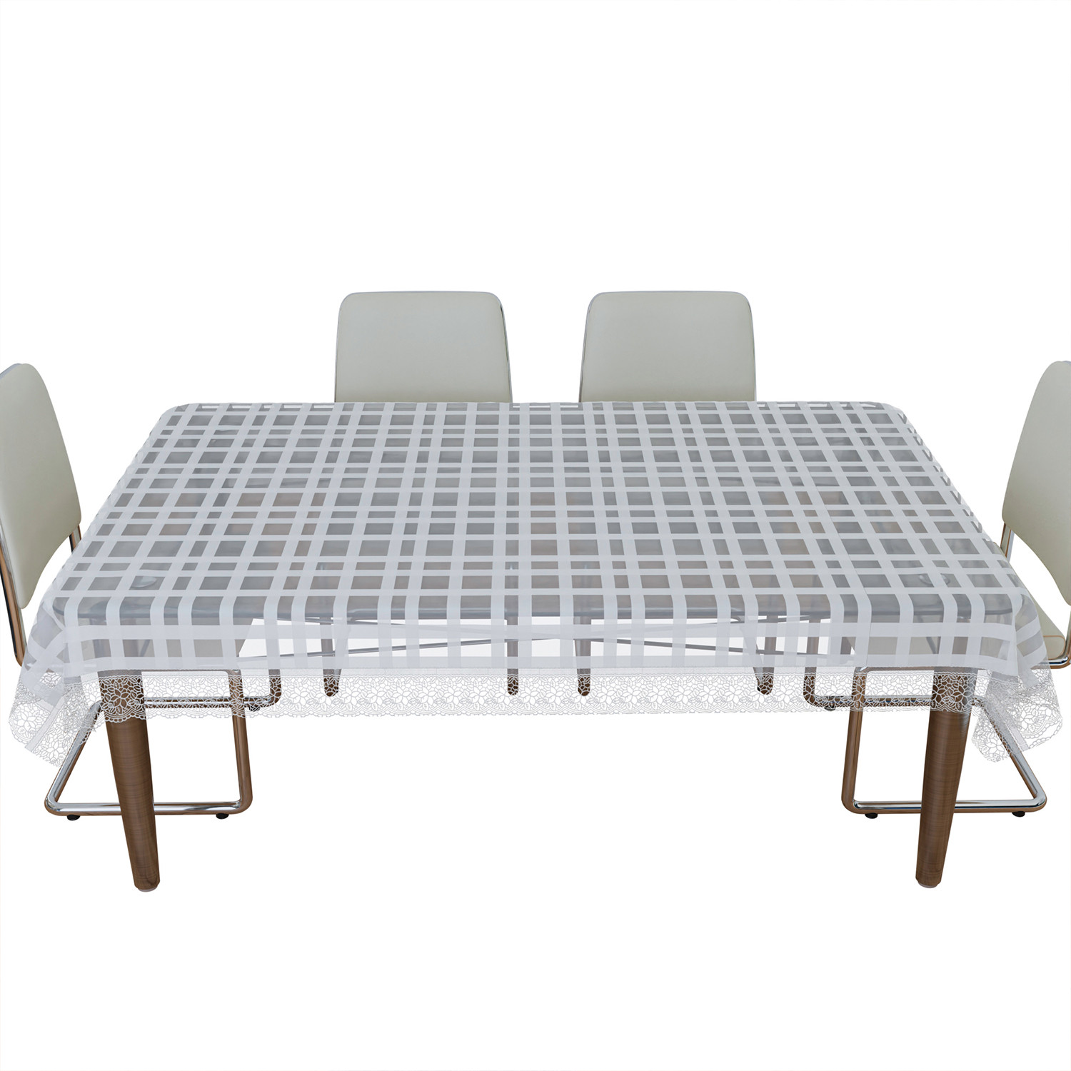 Kuber Industries Dining Table Cover  PVC Table Cloth Cover  6 Seater Table Cloth  Self Check Table Cover  Table Protector  Table Cover for Dining Table  60x90 Inch  DTC  White