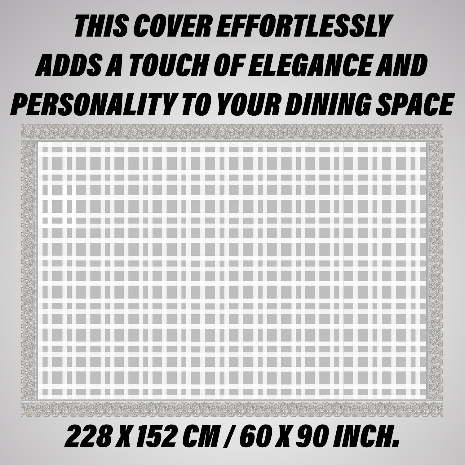 Kuber Industries Dining Table Cover | PVC Table Cloth Cover | 6 Seater Table Cloth | Self Check Table Cover | Table Protector | Table Cover for Dining Table | 60x90 Inch | DTC | White