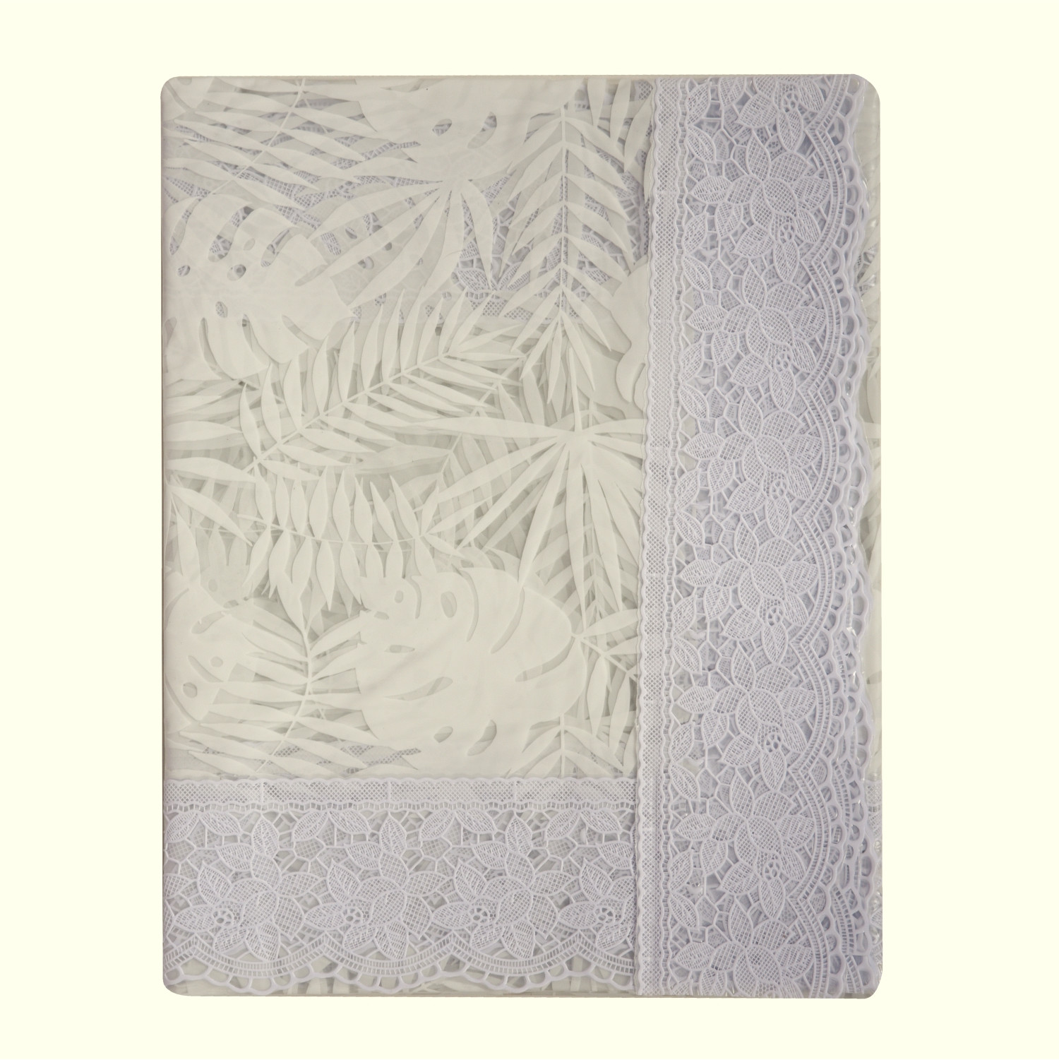 Kuber Industries Dining Table Cover  PVC Table Cloth Cover  6 Seater Table Cloth  Self Leaf Table Cover  Table Protector  Table Cover for Dining Table  60x90 Inch  DTC  White