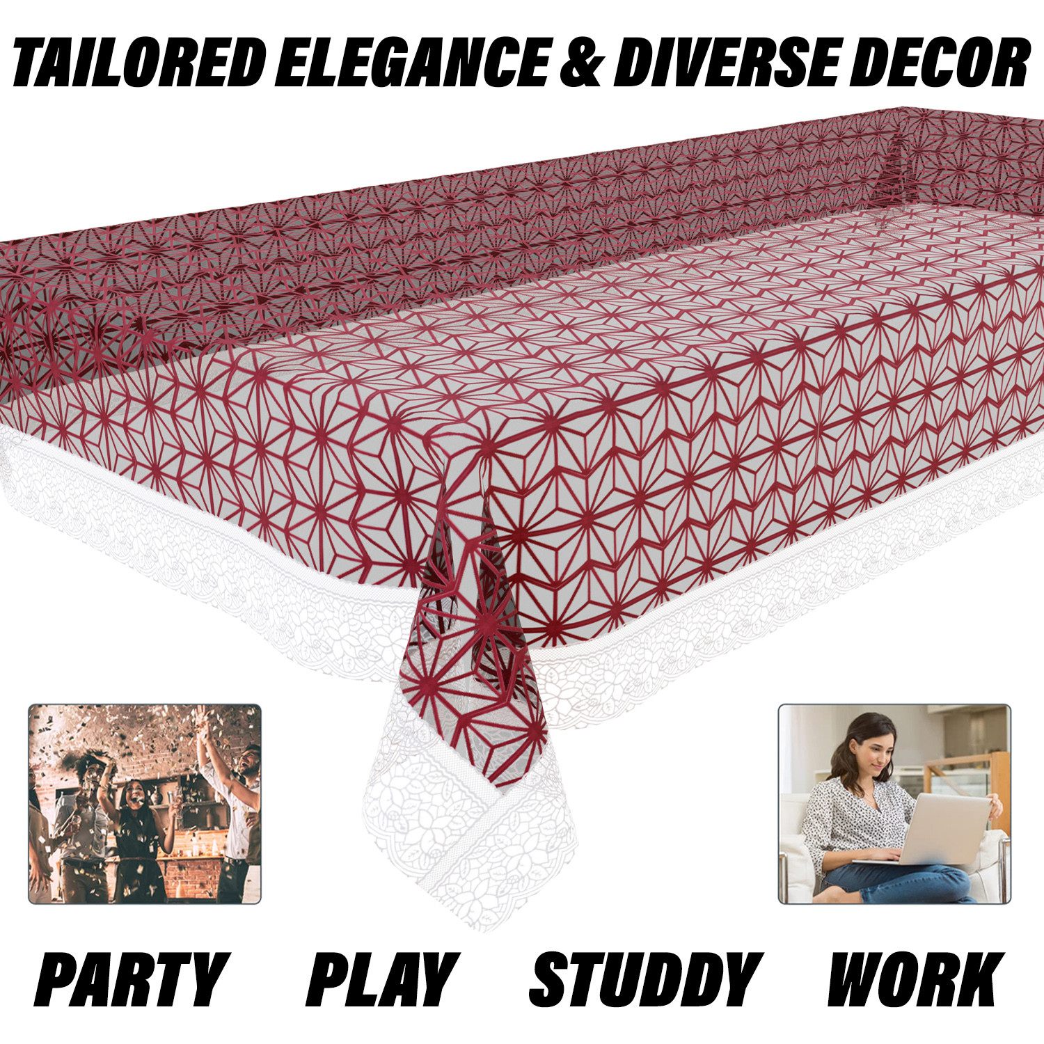 Kuber Industries Dining Table Cover  PVC Table Cloth Cover  6 Seater Table Cloth  Self Star Table Cover  Table Protector  Table Cover for Dining Table  60x90 Inch  DTC  Brown