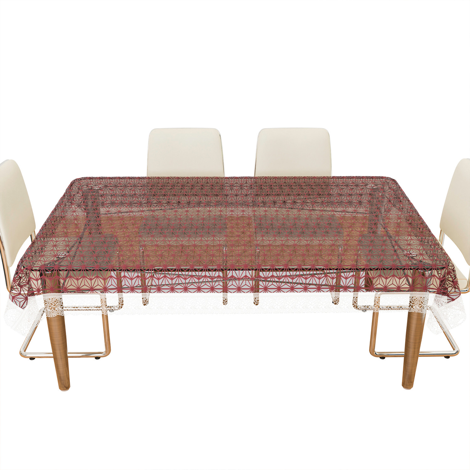 Kuber Industries Dining Table Cover | PVC Table Cloth Cover | 6 Seater Table Cloth | Self Star Table Cover | Table Protector | Table Cover for Dining Table | 60x90 Inch | DTC | Brown