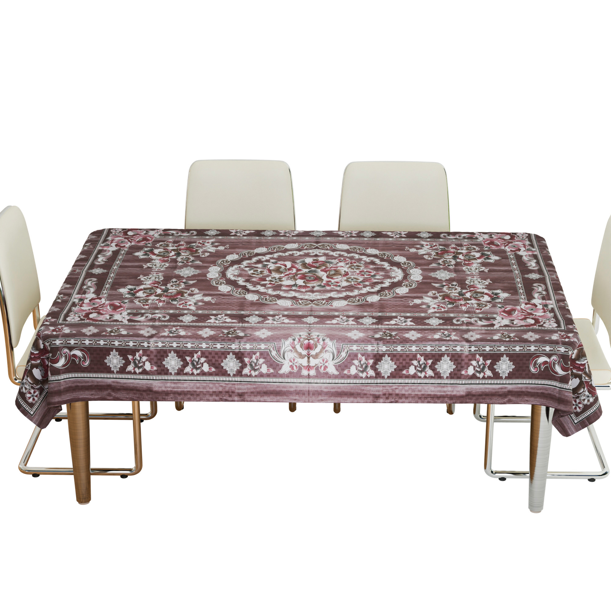 Kuber Industries Dining Table Cover | PVC Table Cloth Cover | 6 Seater Table Cloth | Table Protector | Table Cover for Dining Table | Passion Flower | 60x90 Inch | DTC | Maroon