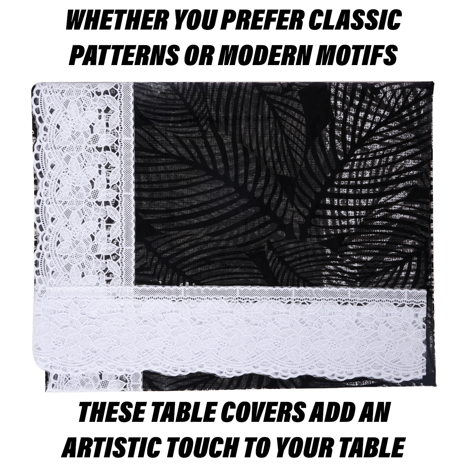 Kuber Industries Dining Table Cover | PVC Table Cloth Cover | 6 Seater Table Cloth | Transparent Leaf Table Cover | Table Protector | Table Cover for Dining Table | 60x90 Inch | DTC | Black