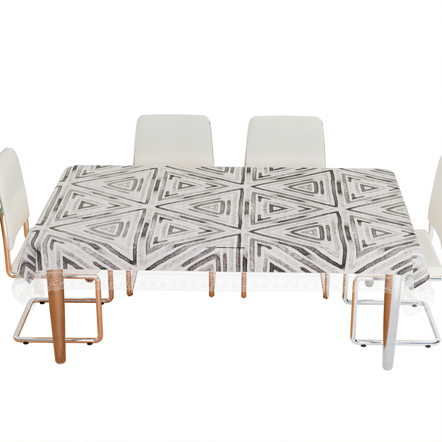 Kuber Industries Dining Table Cover | PVC Table Cloth Cover | 6 Seater Table Cloth | Triangle Table Cover | Table Protector | Table Cover for Dining Table | 60x90 Inch | DTC | Gray