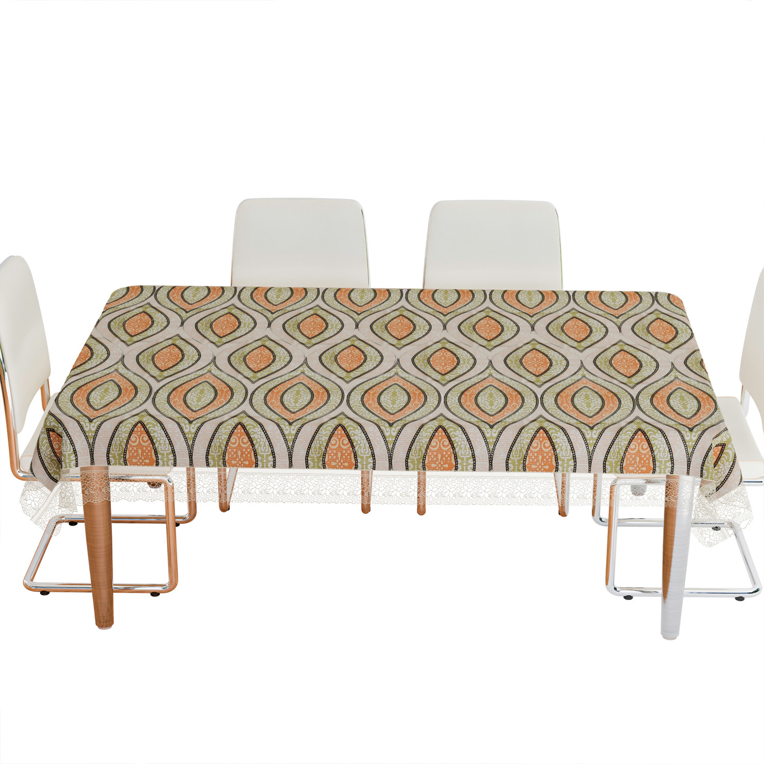 Kuber Industries Dining Table Cover | PVC Table Cloth Cover | 6 Seater Table Cloth | Zig Zag Gripper Table Cover | Table Protector | Table Cover for Dining Table | 60x90 Inch | DTC | Green