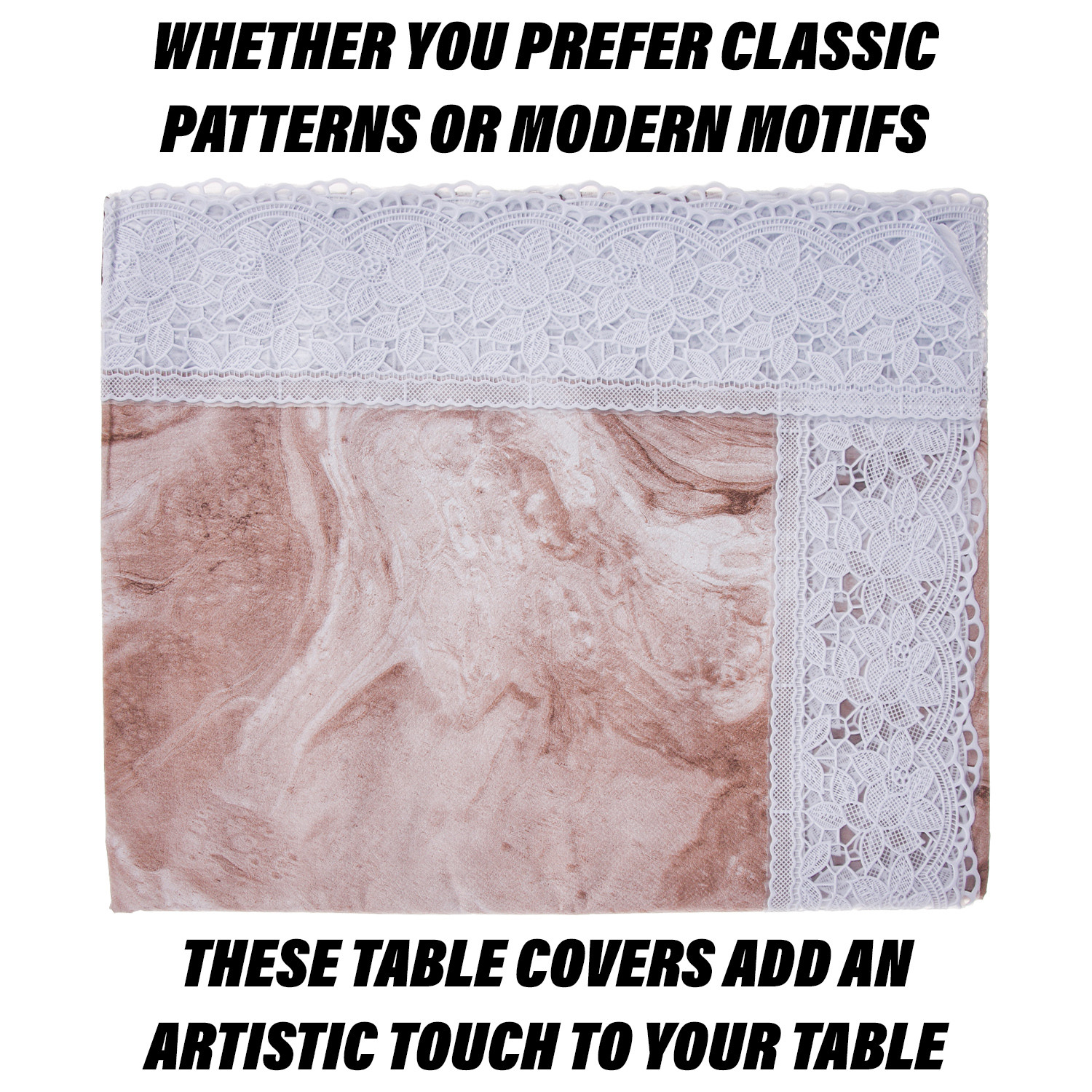 Kuber Industries Dining Table Cover | PVC Table Cloth Cover | 8 Seater Table Cloth | Marble Table Cover | Table Protector | Table Cover for Dining Table | 60x108 Inch | DTC | Brown