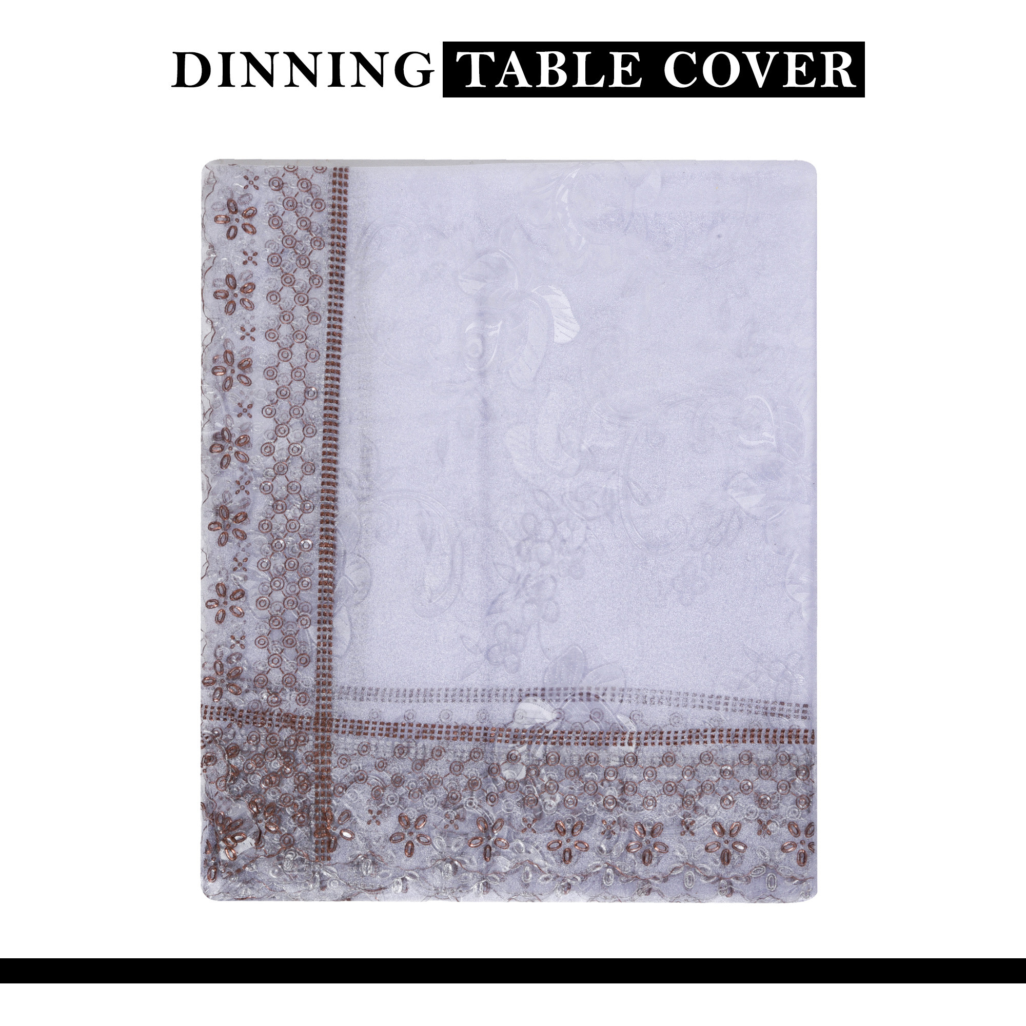 Kuber Industries Dining Table Cover  PVC Table Cover  Brown Embossed Lace Floral Table Cover  Table Protector  Table Cover for Dining Table  60x90  Transparent