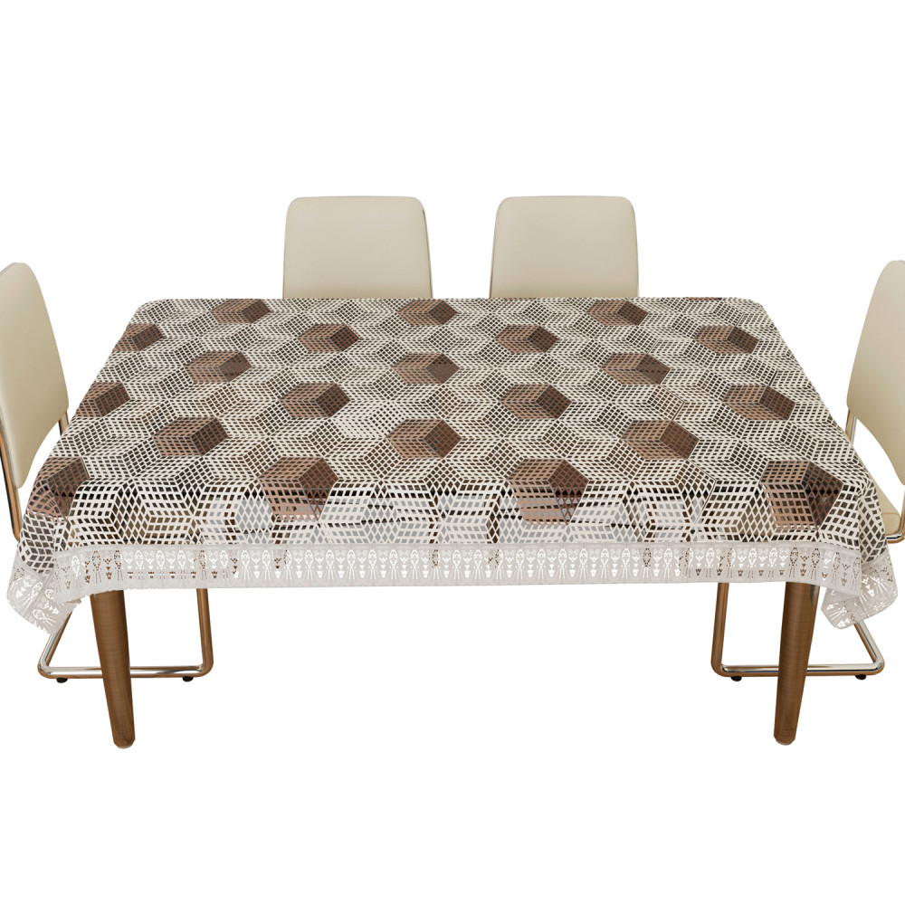 Kuber Industries Dining Table Cover | PVC Table Cover | Cube Maiva Embroidery Table Cover | Table Protector | Table Cover for Dining Table | 60X90 Inch | DTC | Cream