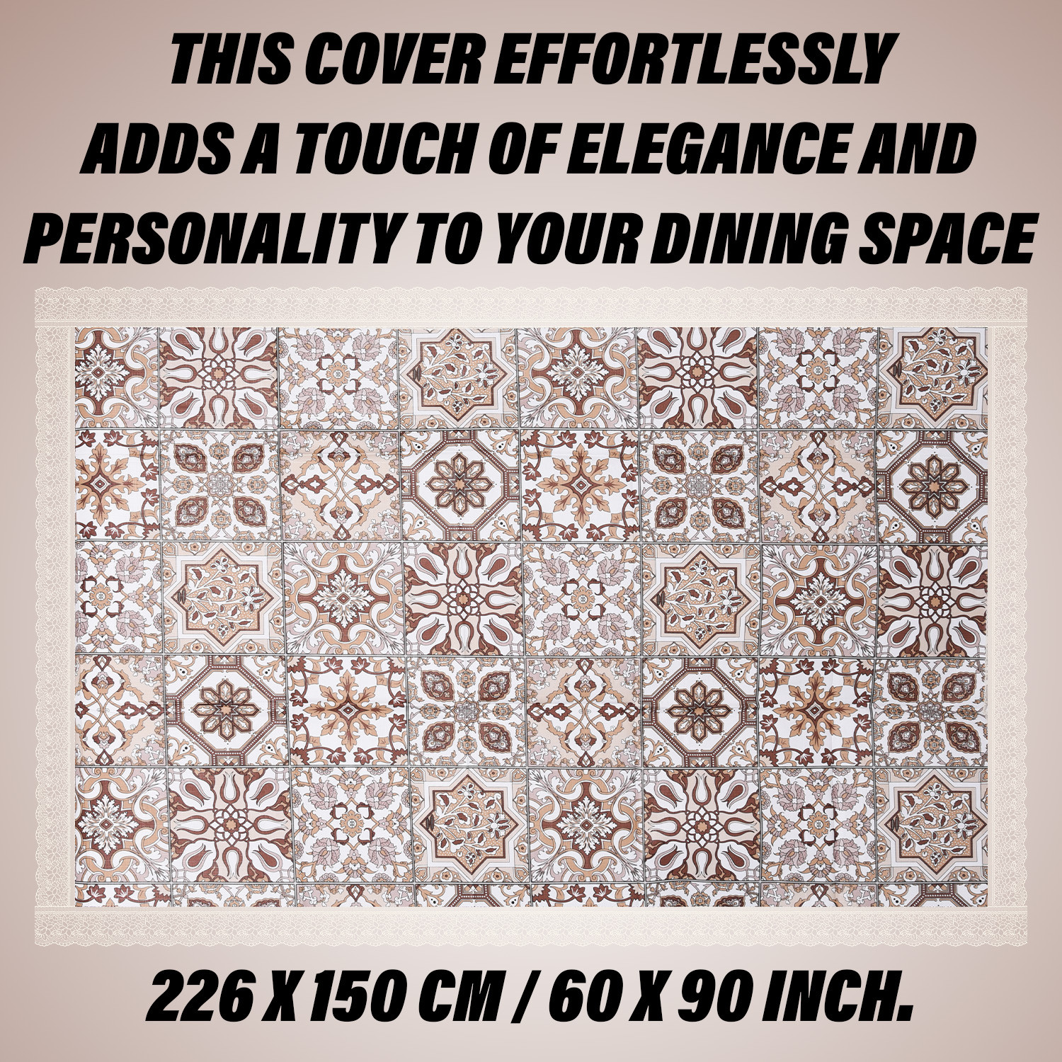 Kuber Industries Dining Table Cover | PVC Table Cover | Reusable Cloth Cover for Table Top | Star Design Dining Table Cover | Table Protector Cover | 60x90 Inch | Brown