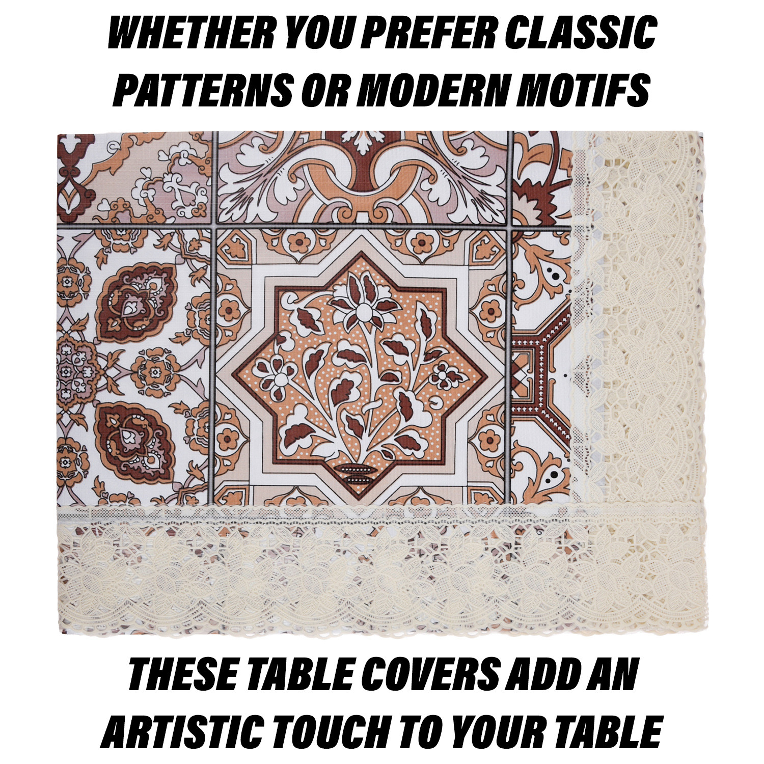 Kuber Industries Dining Table Cover | PVC Table Cover | Reusable Cloth Cover for Table Top | Star Design Dining Table Cover | Table Protector Cover | 60x90 Inch | Brown