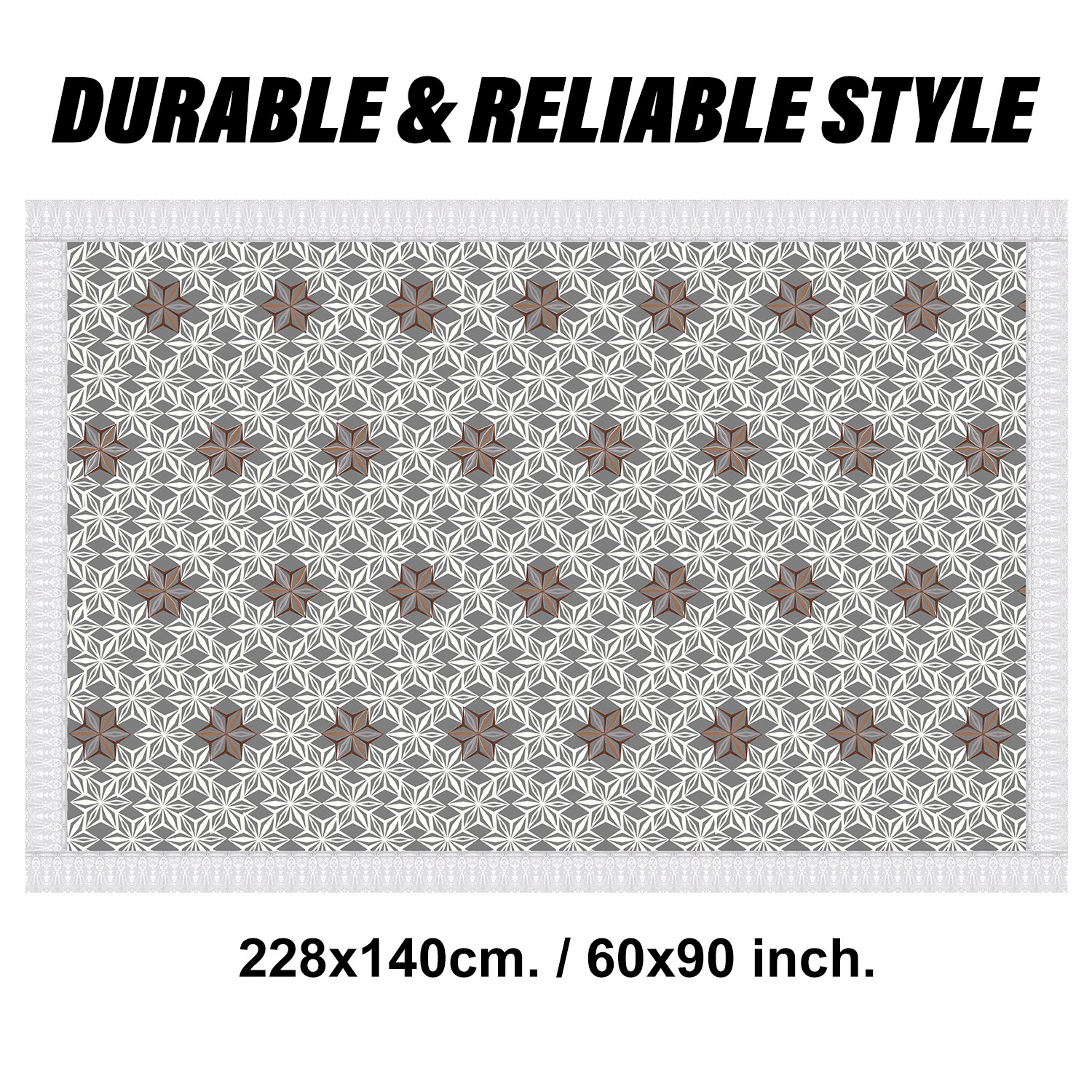 Kuber Industries Dining Table Cover | PVC Table Cover | Star Maiva Embroidery Table Cover | Table Protector | Table Cover for Dining Table | 60X90 Inch | DTC | Cream