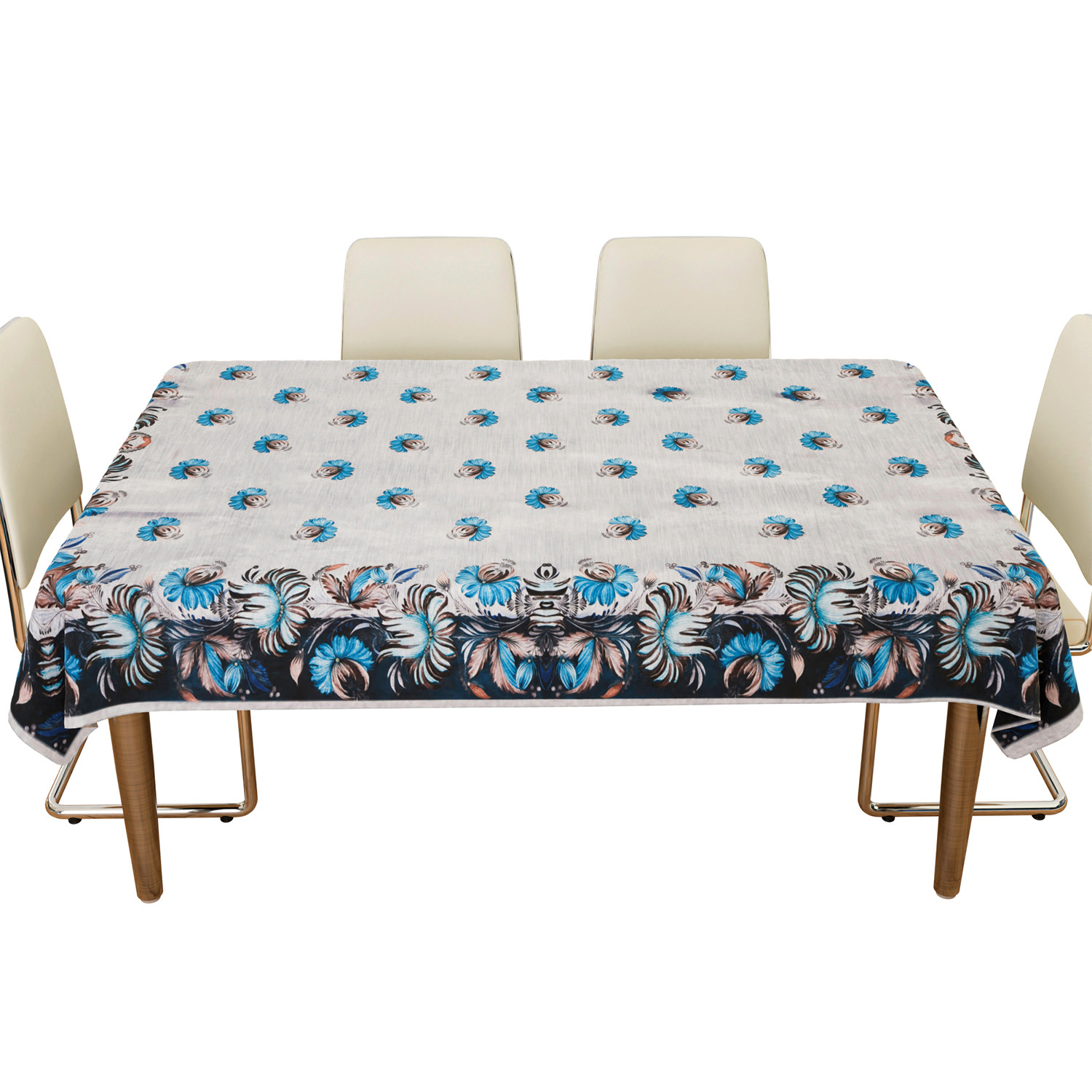 Kuber Industries Dining Table Cover | Velvet Sparkle Table Cover | Blue Digital Flower Table Cover | Table Protector | Table Cover for Dining Table | 60X90 Inch | DTC | Gray