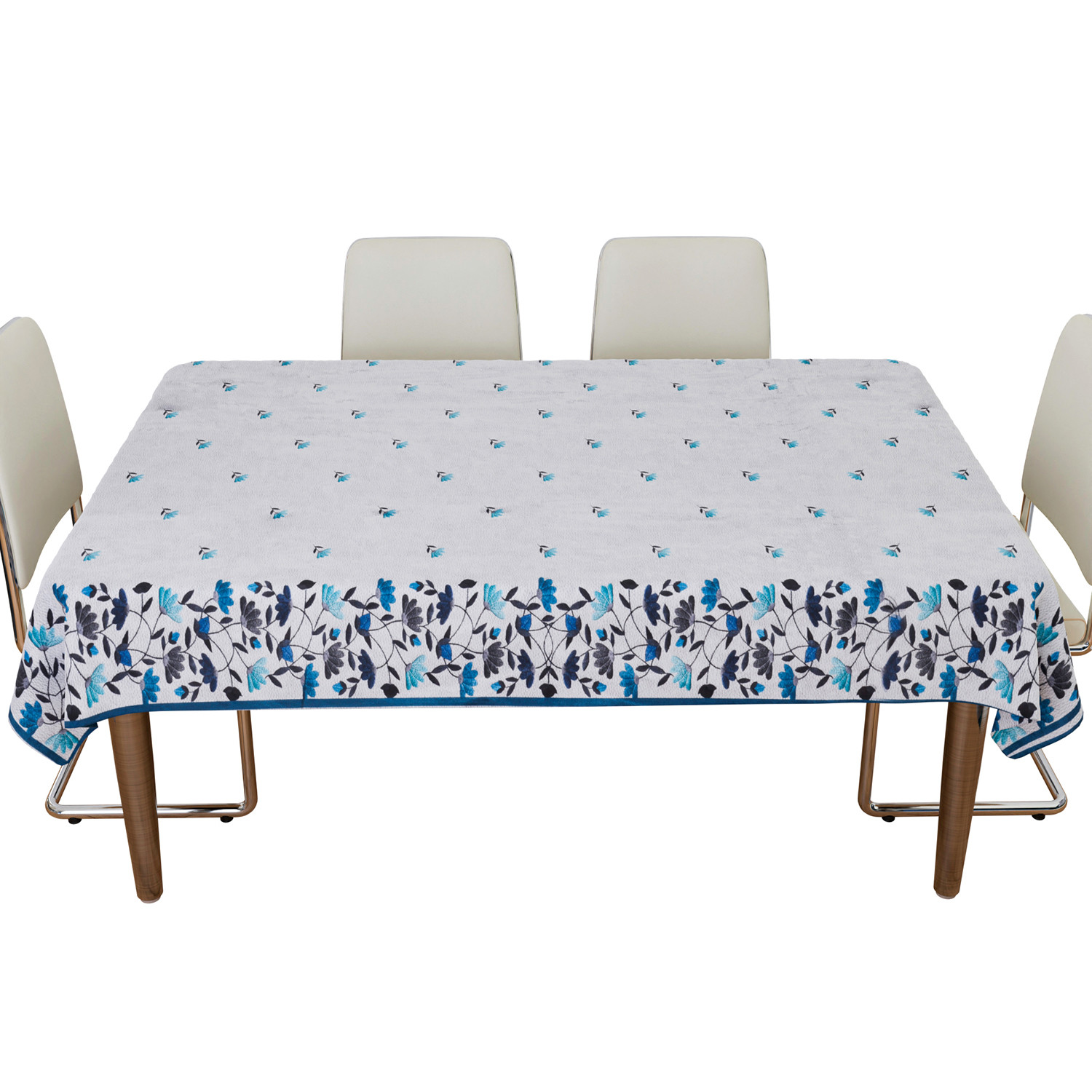 Kuber Industries Dining Table Cover | Velvet Sparkle Table Cover | Blue Digital Leaf Table Cover | Table Protector | Table Cover for Dining Table | 60X90 Inch | DTC | Gray