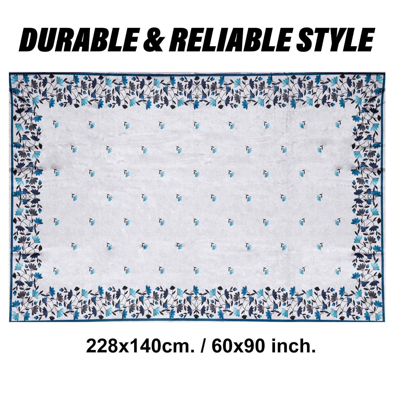 Kuber Industries Dining Table Cover | Velvet Sparkle Table Cover | Blue Digital Leaf Table Cover | Table Protector | Table Cover for Dining Table | 60X90 Inch | DTC | Gray