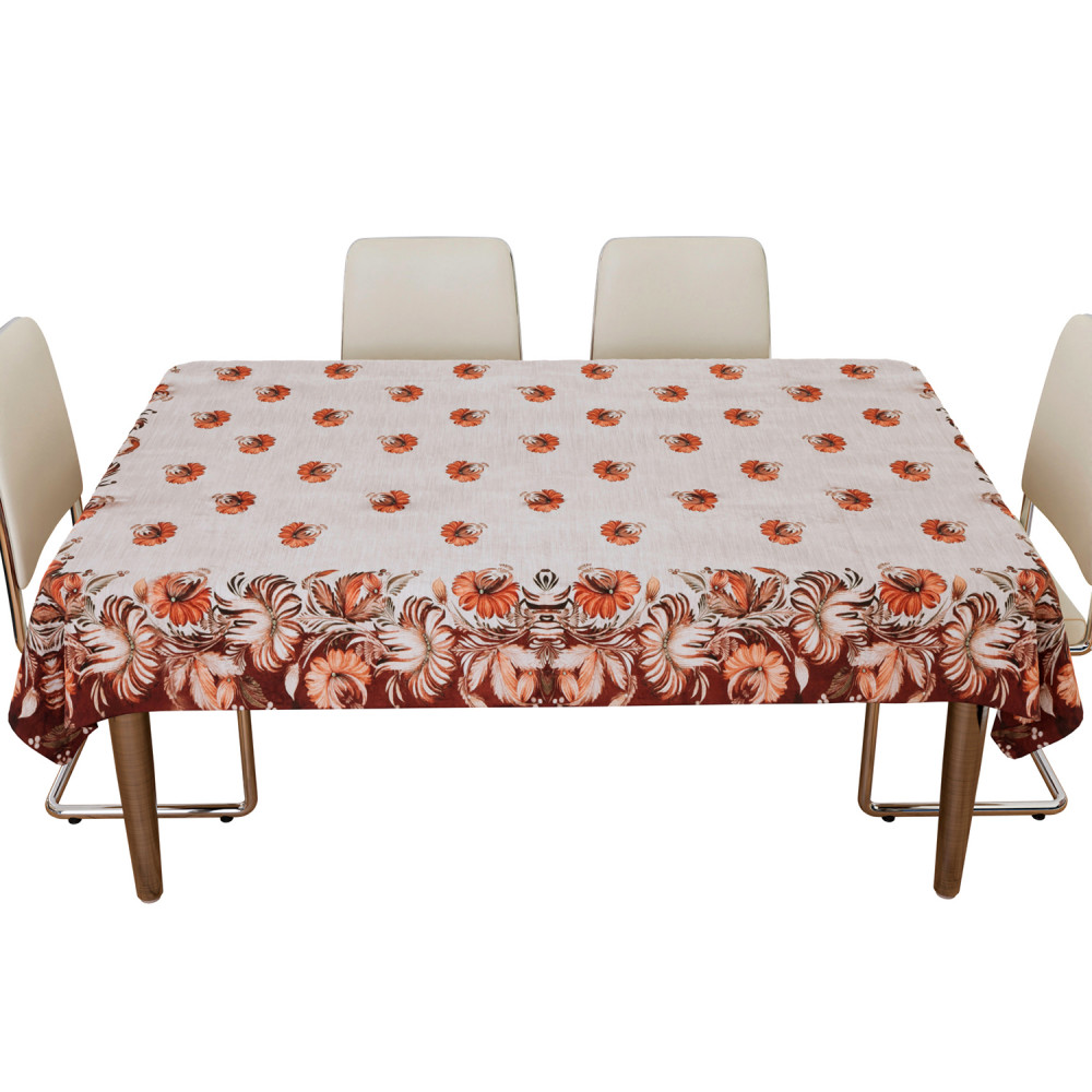 Kuber Industries Dining Table Cover | Velvet Sparkle Table Cover | Brown Digital Flower Table Cover | Table Protector | Table Cover for Dining Table | 60X90 Inch | DTC | Golden