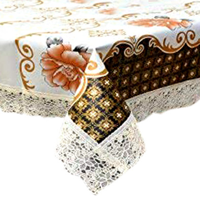 Kuber Industries Dining Table Cover Tablecloth Waterproof Protector 6 Seater With Flower Printed, 60 X 90 Inches Rectangle (White)