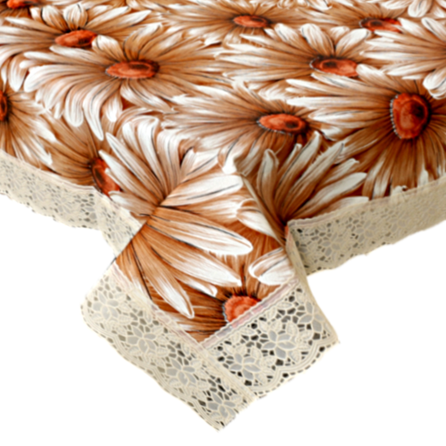 Kuber Industries Dining Table Cover Tablecloth Waterproof Protector 6 Seater With Flower Printed, 60 X 90 Inches Rectangle (Brown)