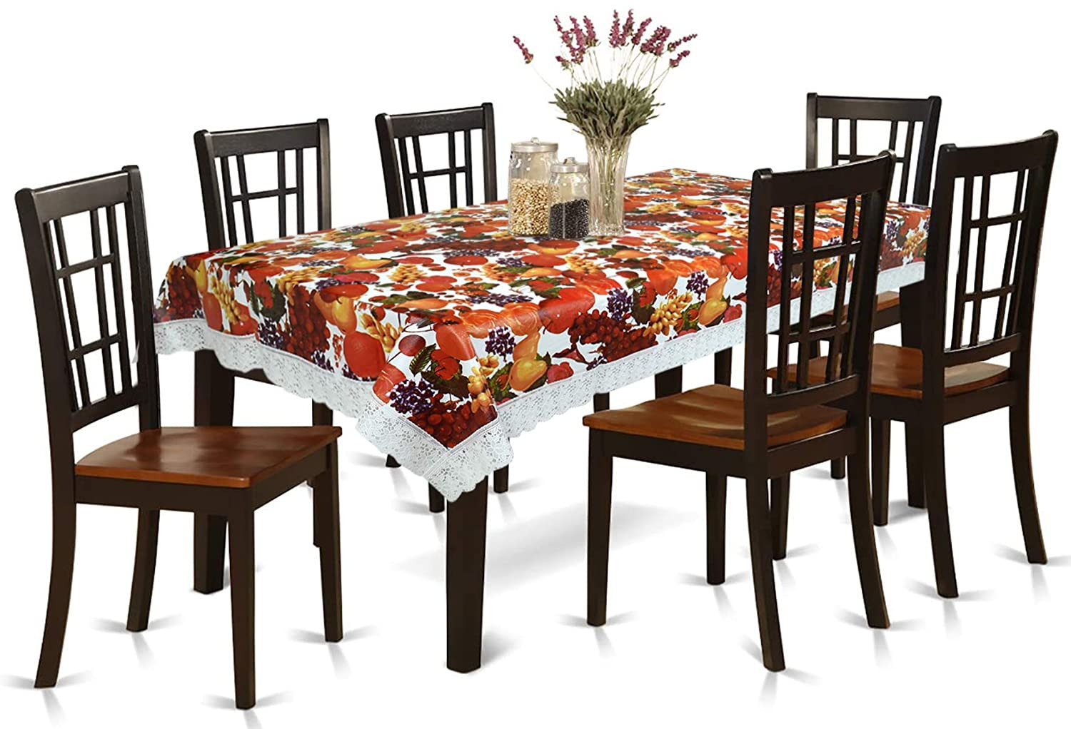 Kuber Industries Dining Table Cover Tablecloth Waterproof Protector 6 Seater With Fruit Printed, 60 X 90 Inches Rectangle (Red)
