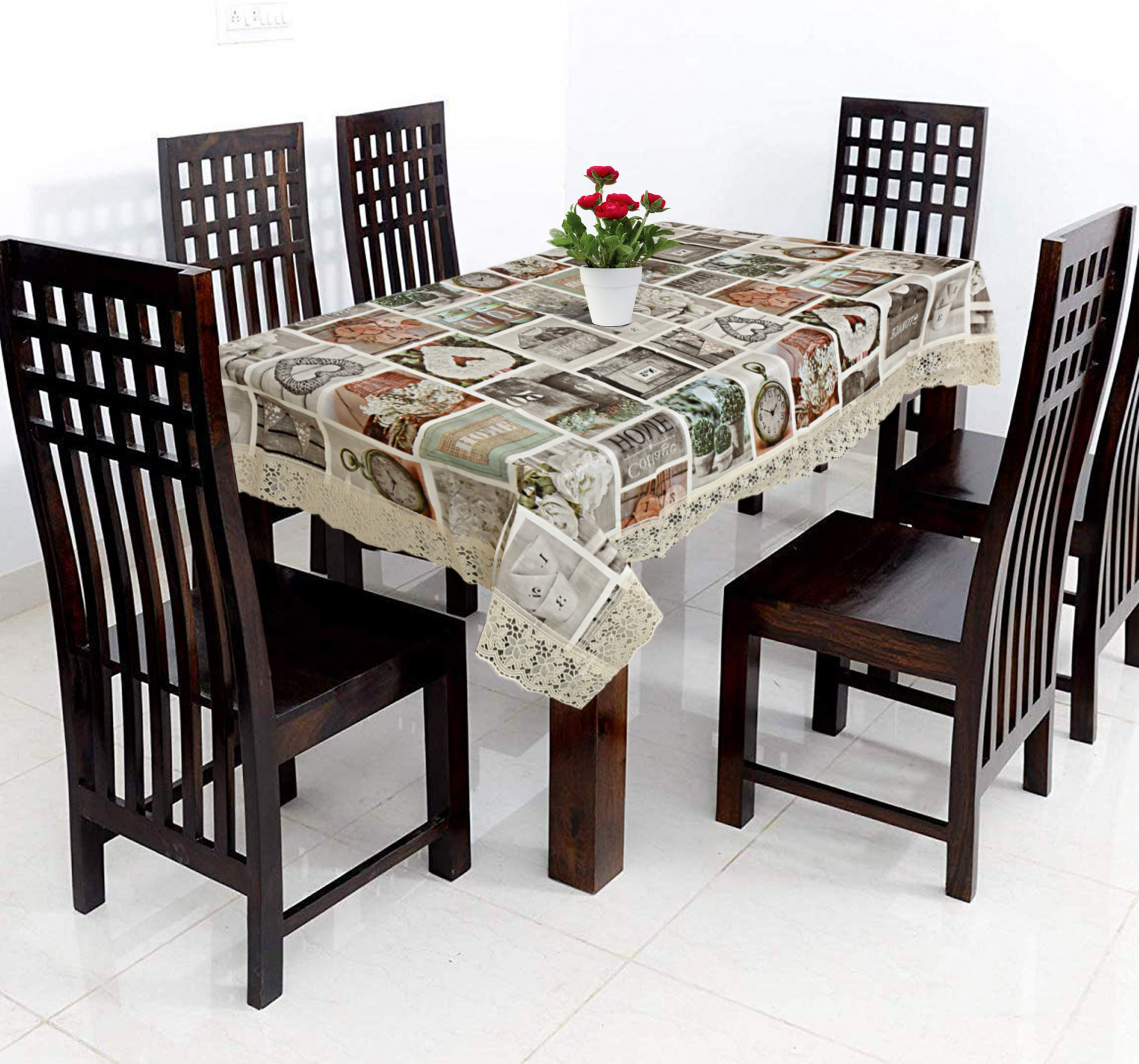 Kuber Industries Dining Table Cover Tablecloth Waterproof Protector 6 Seater With Home Decor Design, 60 X 90 Inches Rectangle (Grey)
