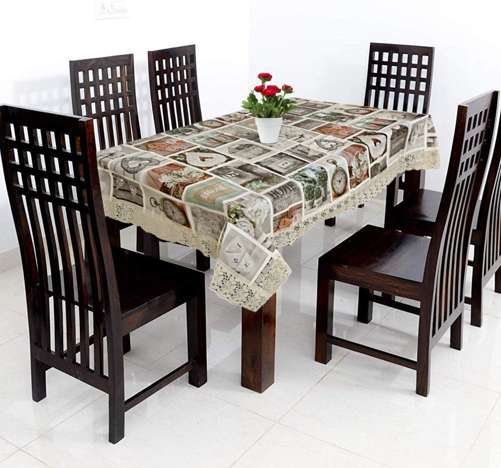 Kuber Industries Dining Table Cover Tablecloth Waterproof Protector 6 Seater With Home Decor Design, 60 X 90 Inches Rectangle (Grey)