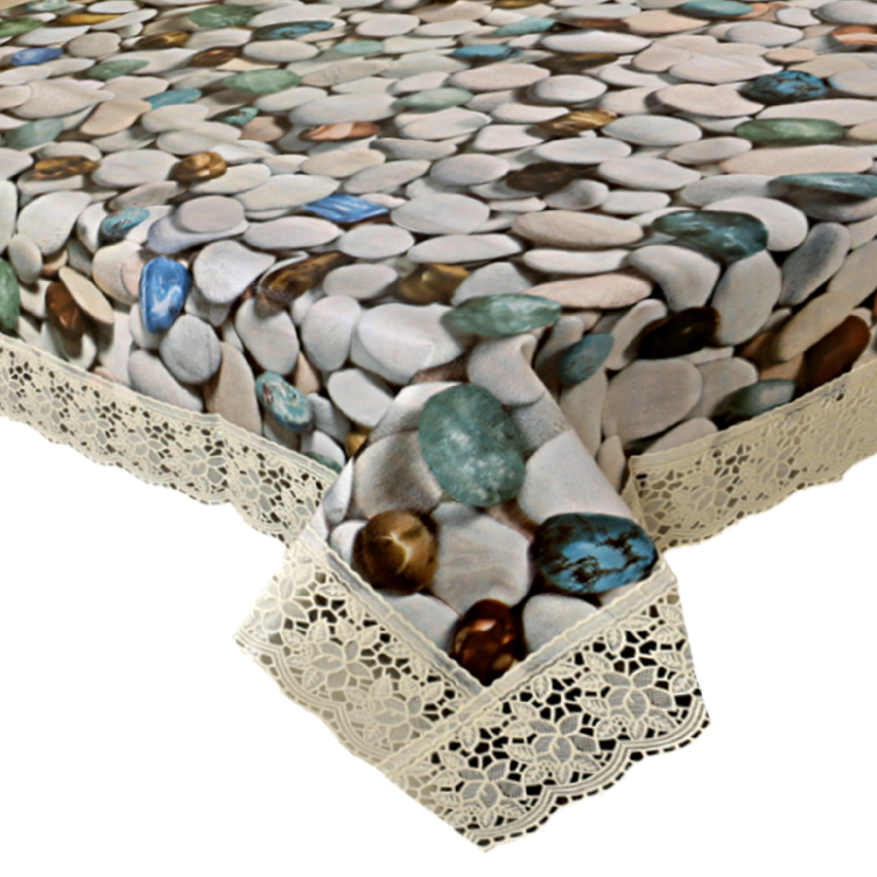 Kuber Industries Dining Table Cover Tablecloth Waterproof Protector 6 Seater With Stone Printed, 60 X 90 Inches Rectangle (Multi)