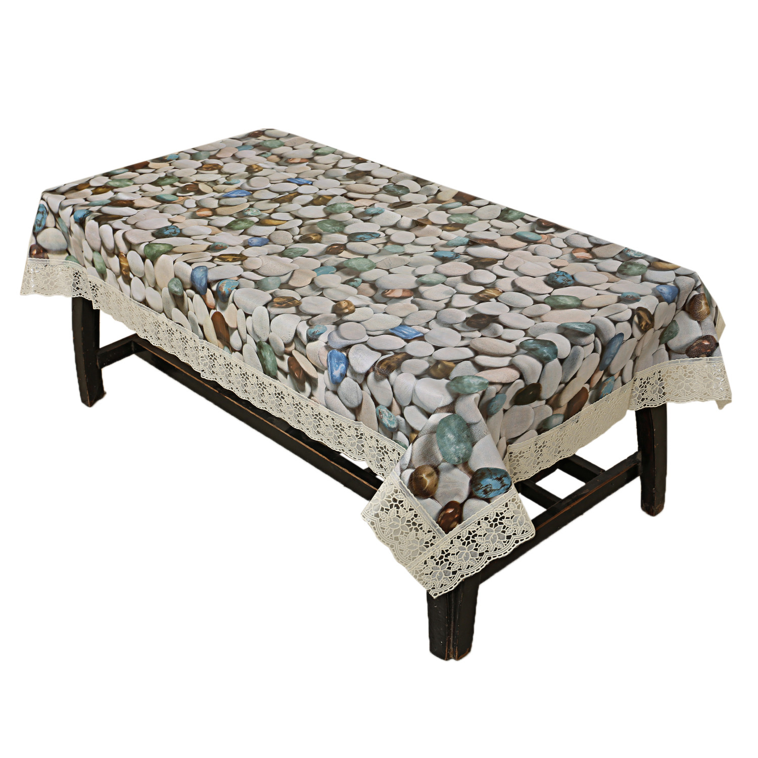 Kuber Industries Dining Table Cover Tablecloth Waterproof Protector 6 Seater With Stone Printed, 60 X 90 Inches Rectangle (Multi)