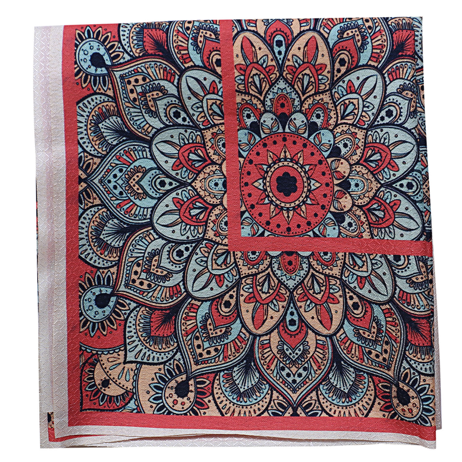 Kuber Industries Dining Table Cover|Poly Cotton Stain-Resistant & Dust-Proof Rangoli Pattern|Tablecloth Protector for Home Decoration, 60X90 Inch (Peach)