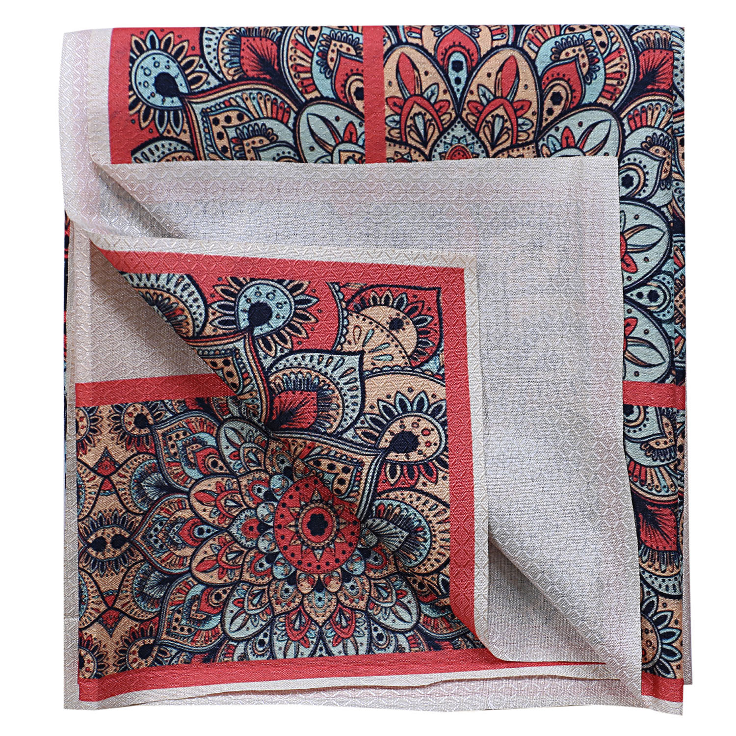 Kuber Industries Dining Table Cover|Poly Cotton Stain-Resistant & Dust-Proof Rangoli Pattern|Tablecloth Protector for Home Decoration, 60X90 Inch (Peach)