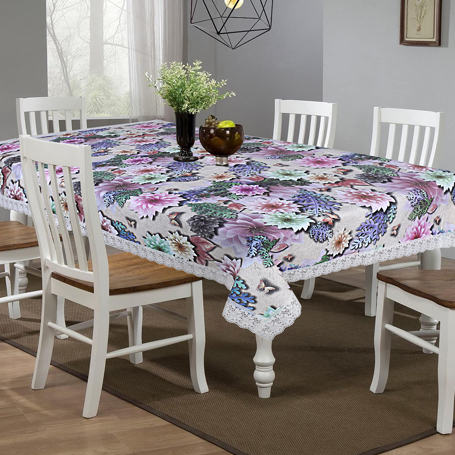 Kuber Industries Dining Table Cover|PVC Spill Proof Buterfly Pattern Tablecloth|Kitchen Dinning Protector With Seamless Border, 60X90 Inch (Brown)