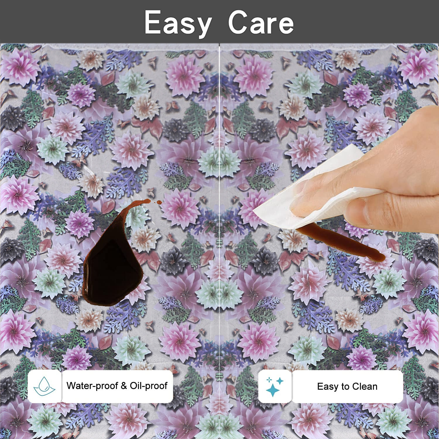 Kuber Industries Dining Table Cover|PVC Spill Proof Buterfly Pattern Tablecloth|Kitchen Dinning Protector With Seamless Border, 60X90 Inch (Brown)