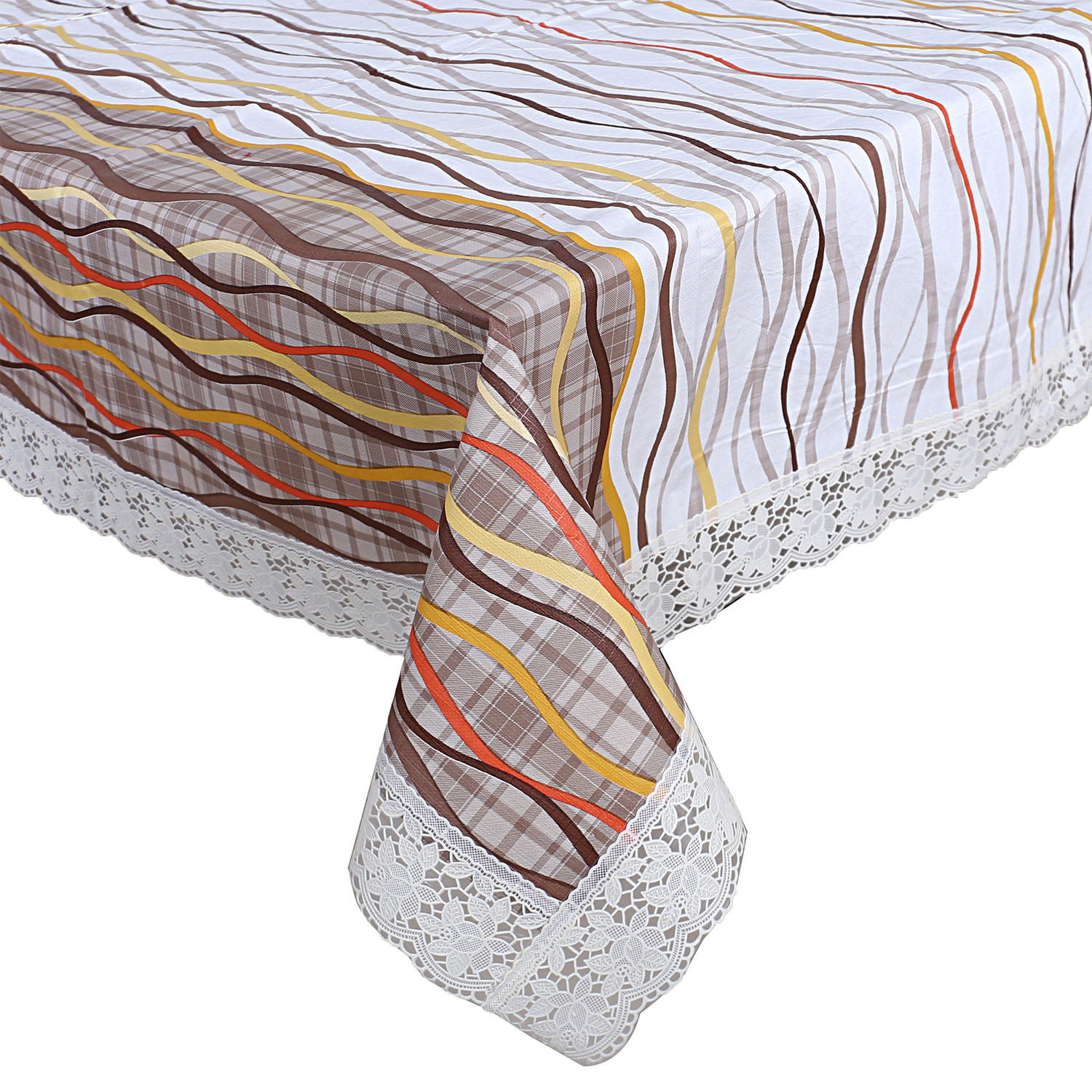 Kuber Industries Dining Table Cover|PVC Spill Proof Line Pattern Tablecloth|Kitchen Dinning Protector With Seamless Border, 60X90 Inch (Multicolor)