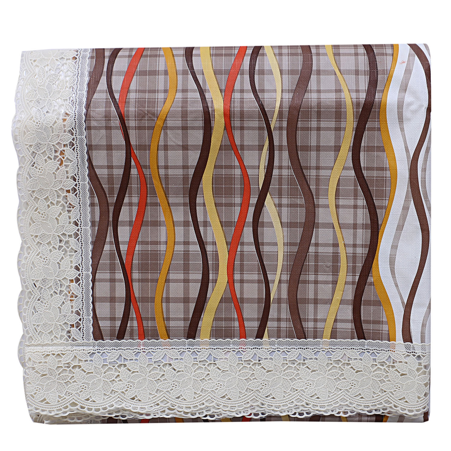 Kuber Industries Dining Table Cover|PVC Spill Proof Line Pattern Tablecloth|Kitchen Dinning Protector With Seamless Border, 60X90 Inch (Multicolor)