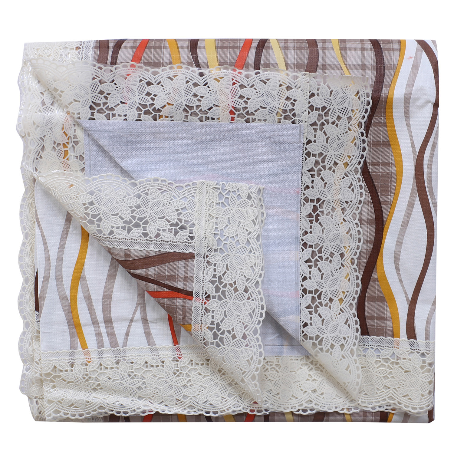 Kuber Industries Dining Table Cover|PVC Spill Proof Line Pattern Tablecloth|Kitchen Dinning Protector With Seamless Border, 60X90 Inch (Multicolor)