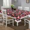 Kuber Industries Dining Table Cover|PVC Spill Proof Rose Floral Pattern Tablecloth|Kitchen Dinning Protector With Seamless Border, 60X90 Inch (Maroon)