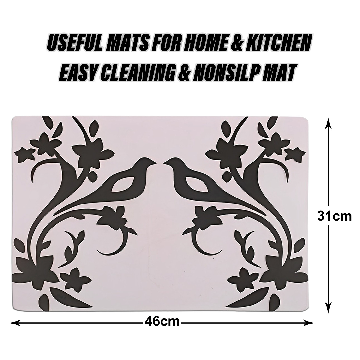 Kuber Industries Dining Table Mat | PVC Chidiya Bird Print | Table Mat | Placemats for Kitchen | Refrigerator Liners Mats | Shelf Liner Mat | Set of 6 | Multicolor
