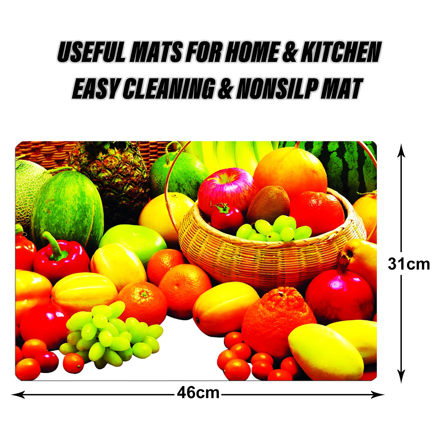Kuber Industries Dining Table Mat | PVC Fruits Print | Table Mat | Placemats for Kitchen | Refrigerator Liners Mats | Shelf Liner Mat | Set of 6 | Multicolor