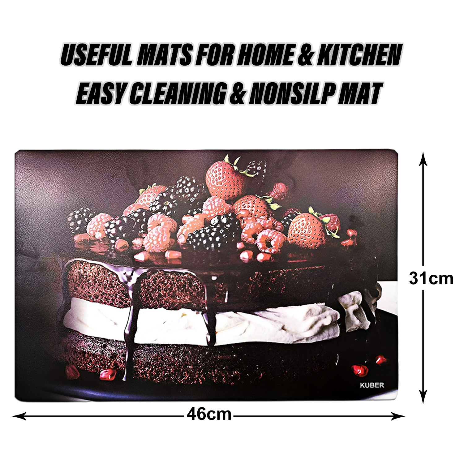 Kuber Industries Dining Table Mat | PVC Fruits Print | Table Mat | Placemats for Kitchen | Refrigerator Liners Mats | Shelf Liner Mat | Set of 6 | Brown