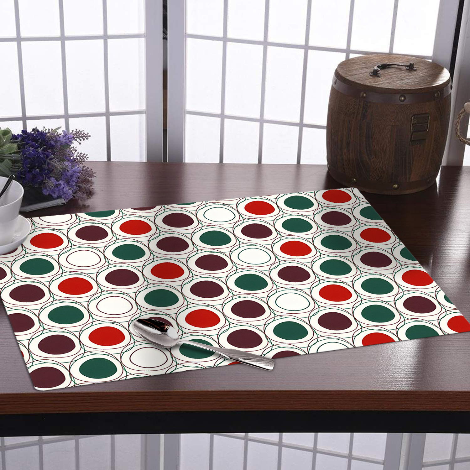 Kuber Industries Dining Table Mat | PVC Multi Dot Print | Table Mat | Placemats for Kitchen | Refrigerator Liners Mats | Shelf Liner Mat | Set of 6 | Multicolor