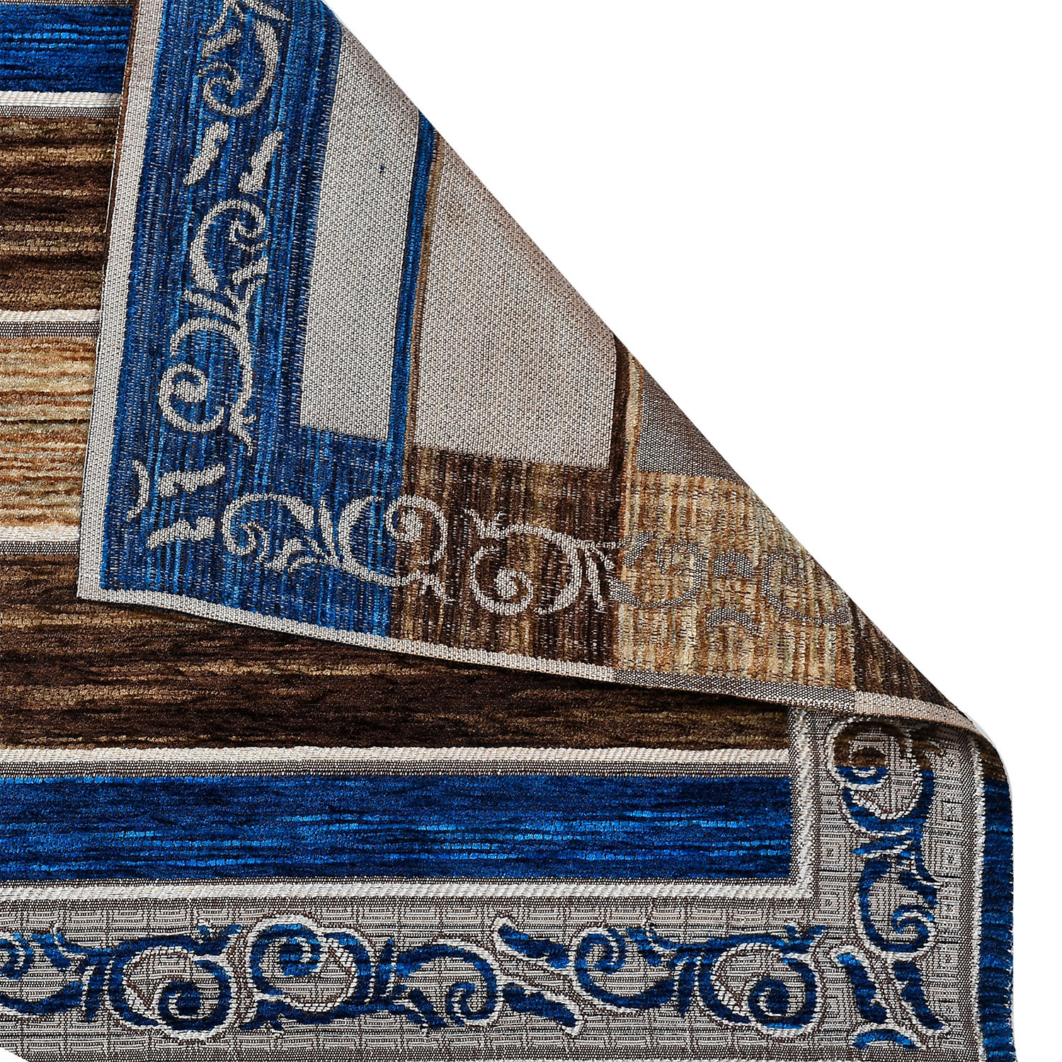 Kuber Industries Dining Table Runner Set|Rich Fabric Damask Pattern Table Mat|Multiclored Strips 6 Placemats for Restaurant & Home Decor,Set of 1 (Blue)