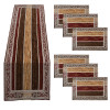 Kuber Industries Dining Table Runner Set|Rich Fabric Damask Pattern Table Mat|Multiclored Strips 6 Placemats for Restaurant &amp; Home Decor,Set of 1 (Maroon)