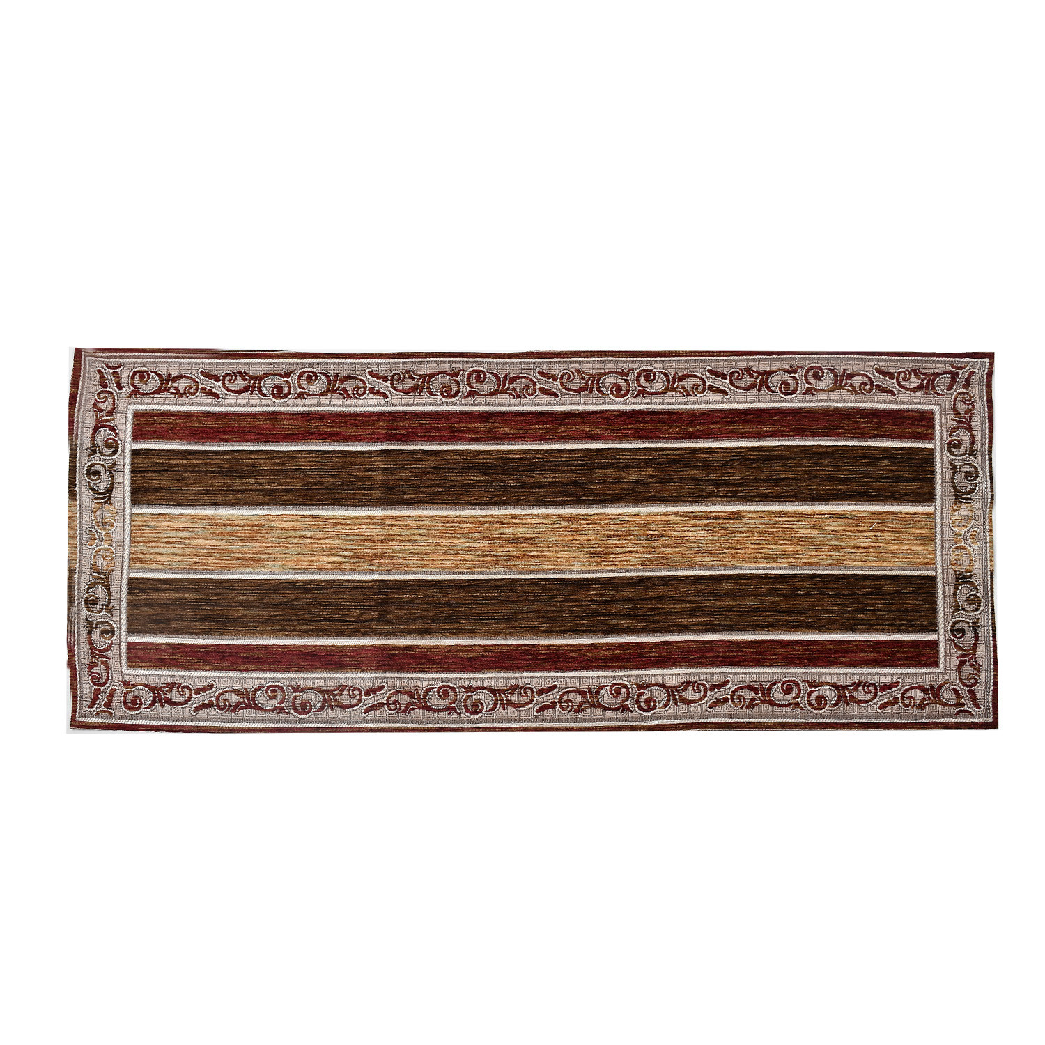 Kuber Industries Dining Table Runner Set|Rich Fabric Damask Pattern Table Mat|Multiclored Strips 6 Placemats for Restaurant & Home Decor,Set of 1 (Maroon)