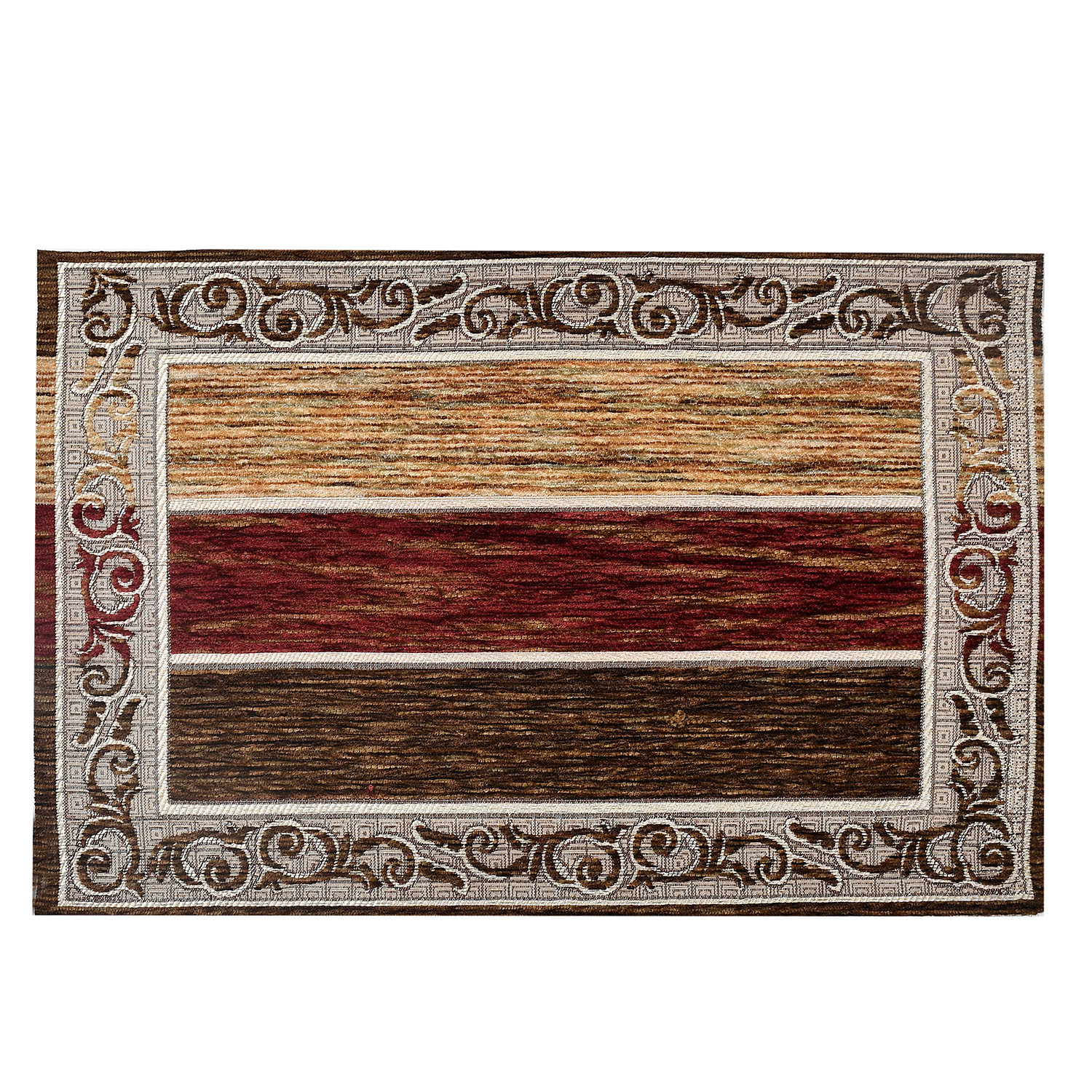 Kuber Industries Dining Table Runner Set|Rich Fabric Damask Pattern Table Mat|Multiclored Strips 6 Placemats for Restaurant & Home Decor,Set of 1 (Maroon)