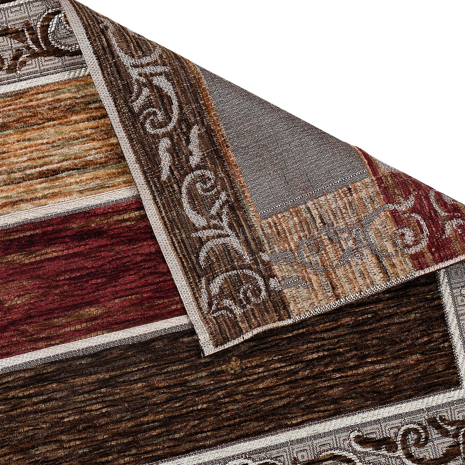 Kuber Industries Dining Table Runner Set|Rich Fabric Damask Pattern Table Mat|Multiclored Strips 6 Placemats for Restaurant & Home Decor,Set of 1 (Maroon)