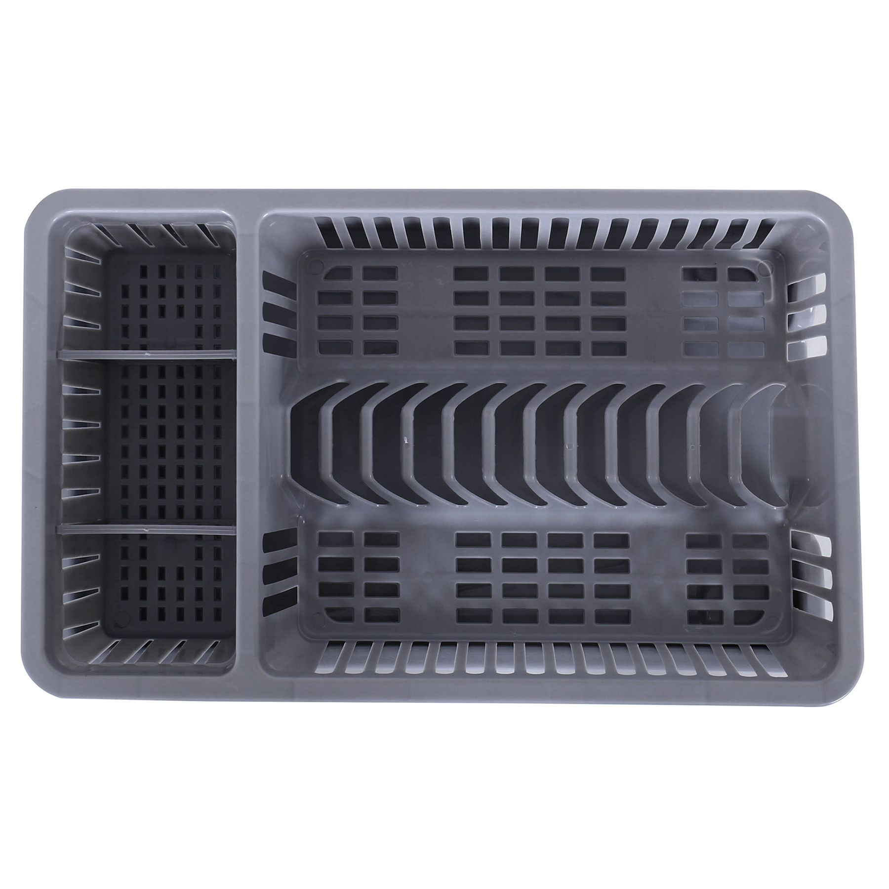 Kuber Industries Dish Drainer  Plastic Cutlery Holder  Drying Basket with Tray  Dish Drying Rack for Kitchen Utensils  Bartan Stand for Kitchen  Drying Tray  Gray